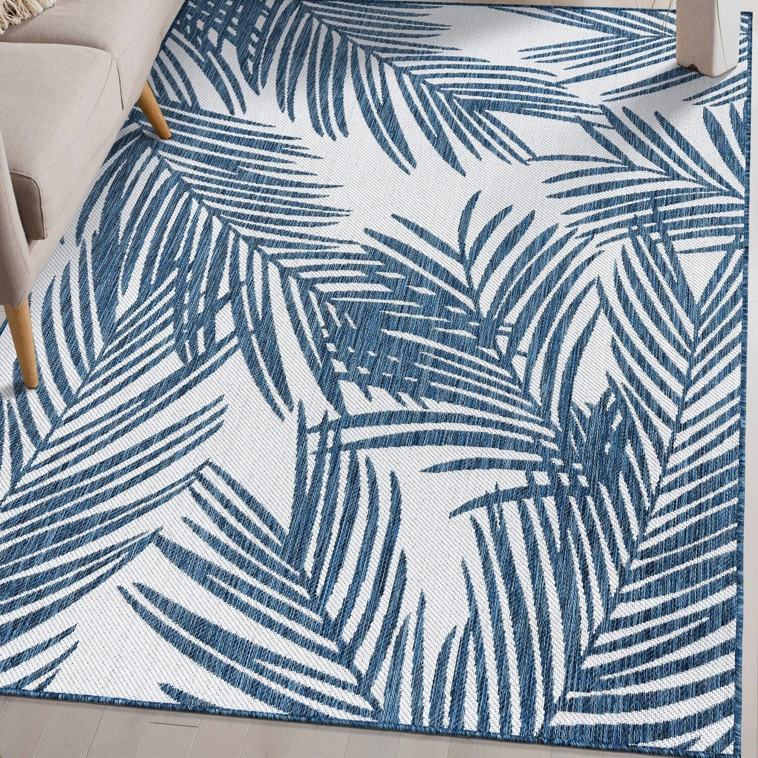 World Rug Gallery Contemporary Distressed Leaves Textured Flat Weave Indoor/Outdoor Area Rug