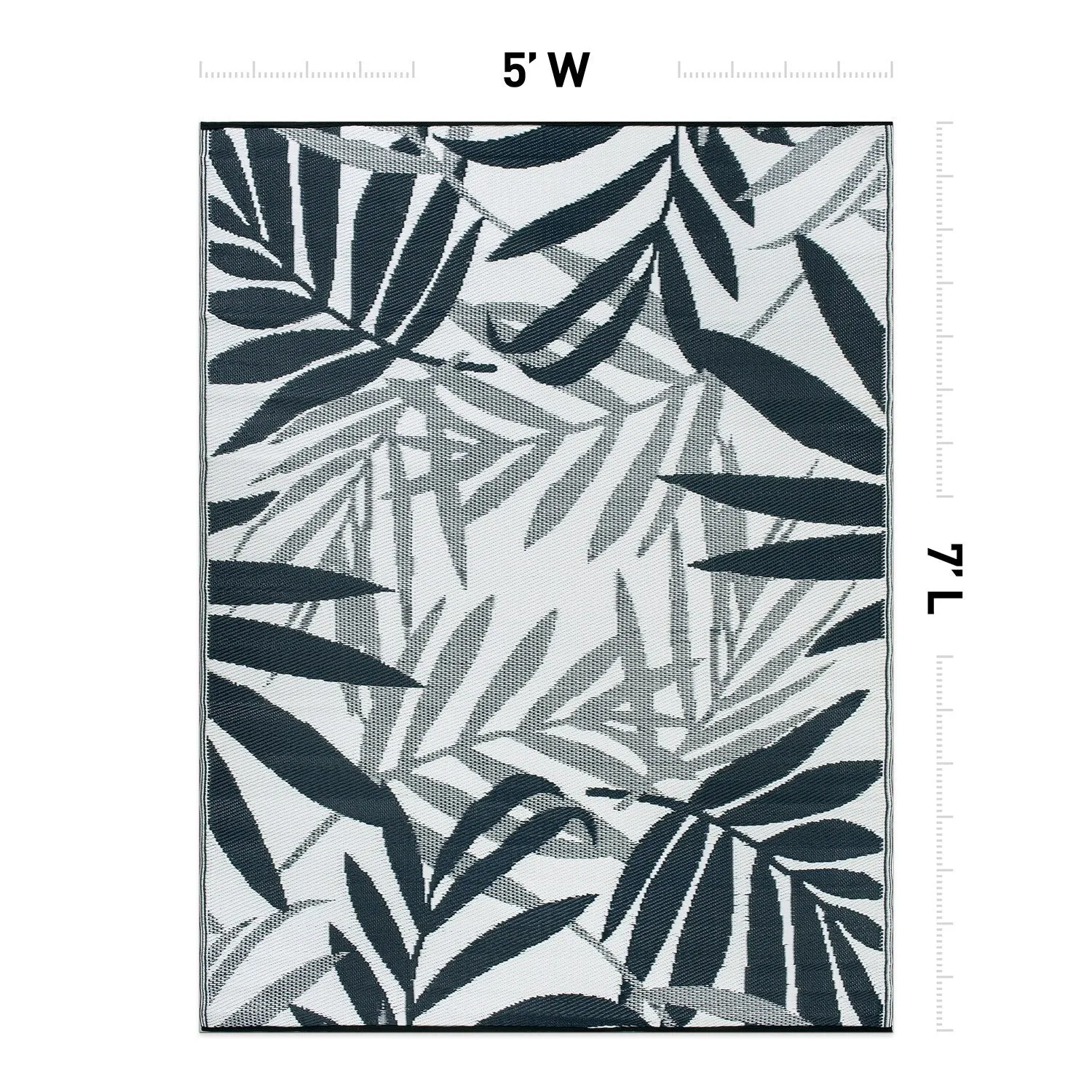 World Rug Gallery Contemporary Floral Leaves Reversible Recycled Plastic Outdoor Rugs