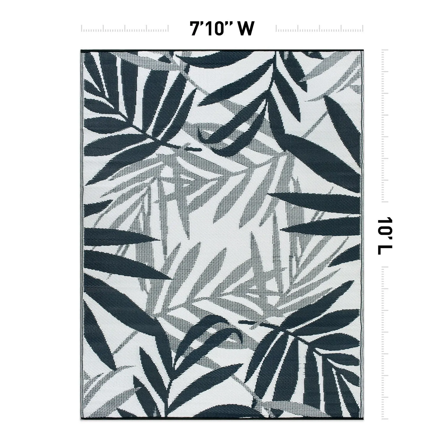 World Rug Gallery Contemporary Floral Leaves Reversible Recycled Plastic Outdoor Rugs