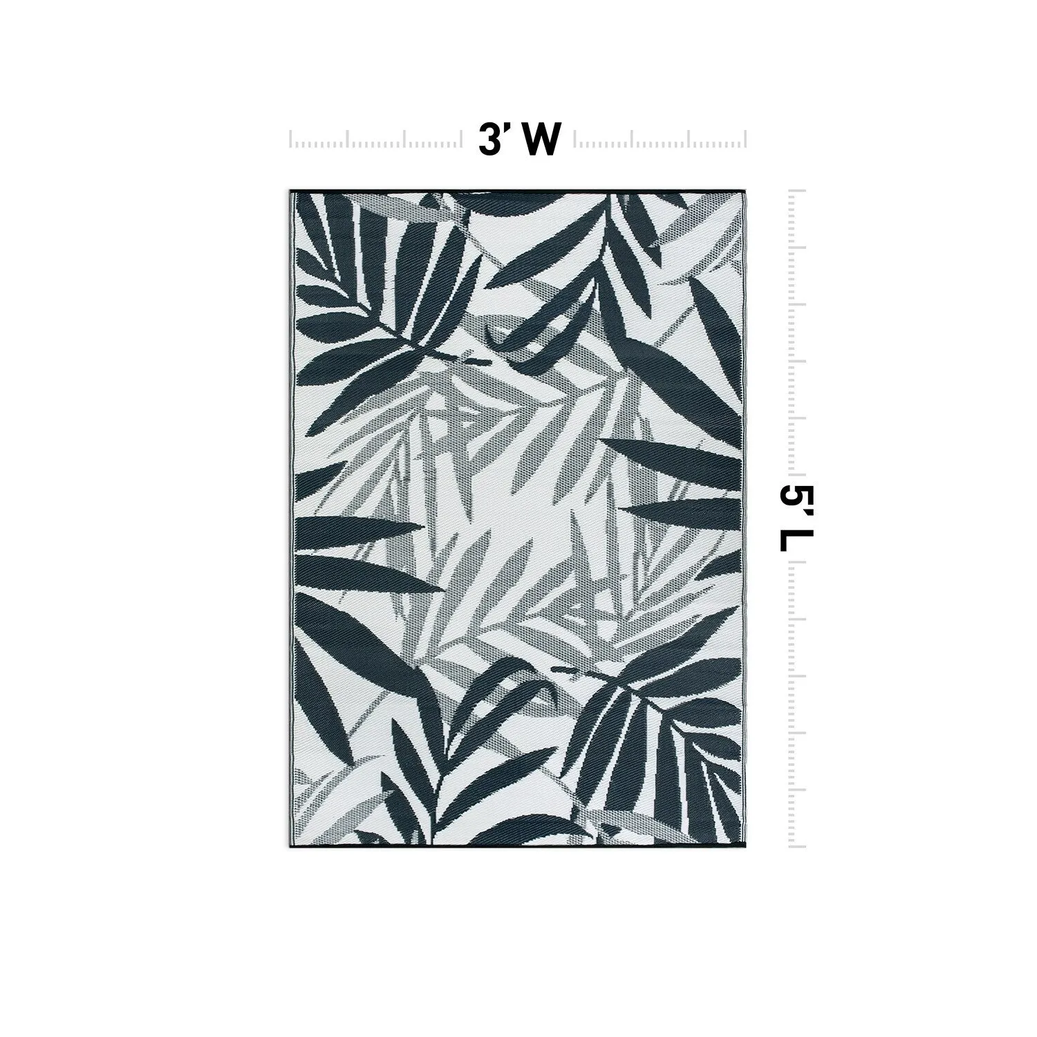 World Rug Gallery Contemporary Floral Leaves Reversible Recycled Plastic Outdoor Rugs