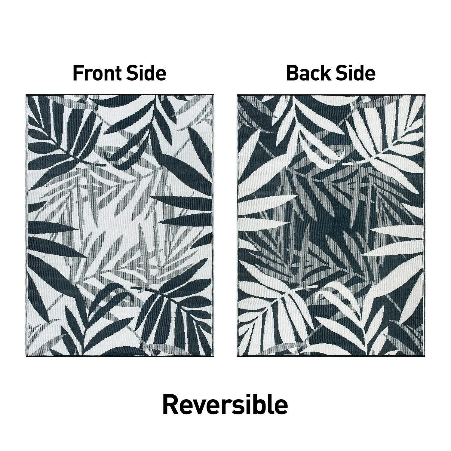 World Rug Gallery Contemporary Floral Leaves Reversible Recycled Plastic Outdoor Rugs