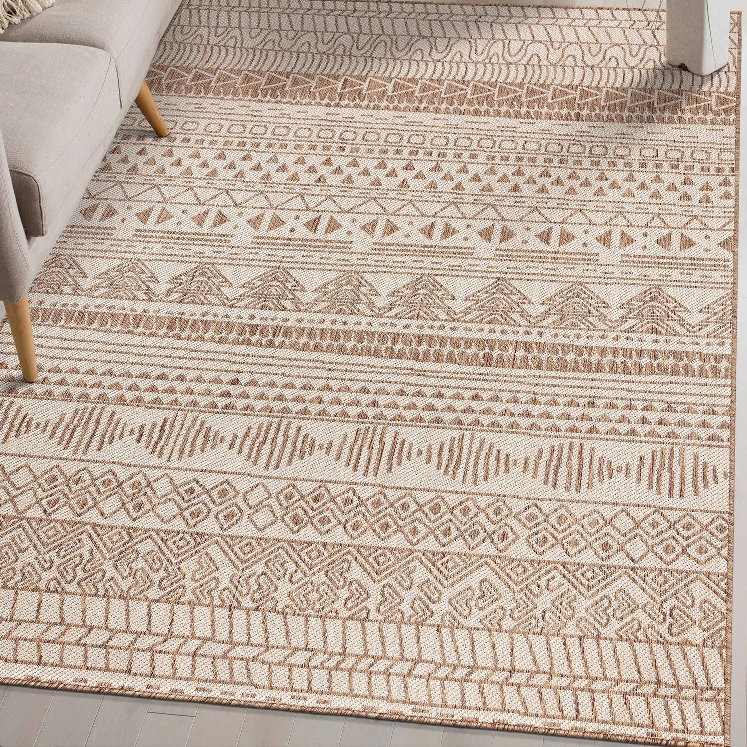 World Rug Gallery Contemporary Geometric Bohemian Textured Flat Weave Indoor/Outdoor Area Rug