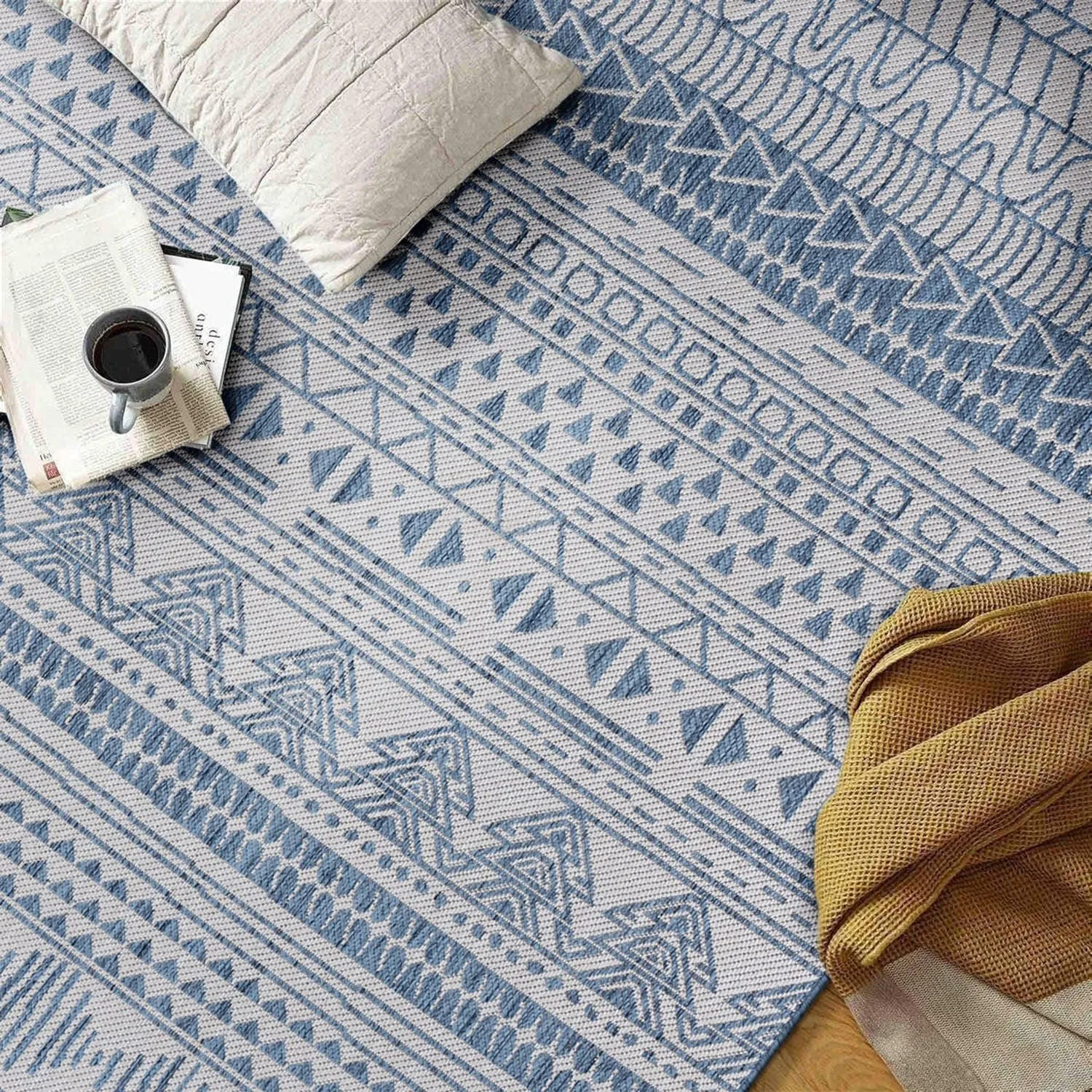 World Rug Gallery Contemporary Geometric Bohemian Textured Flat Weave Indoor/Outdoor Area Rug