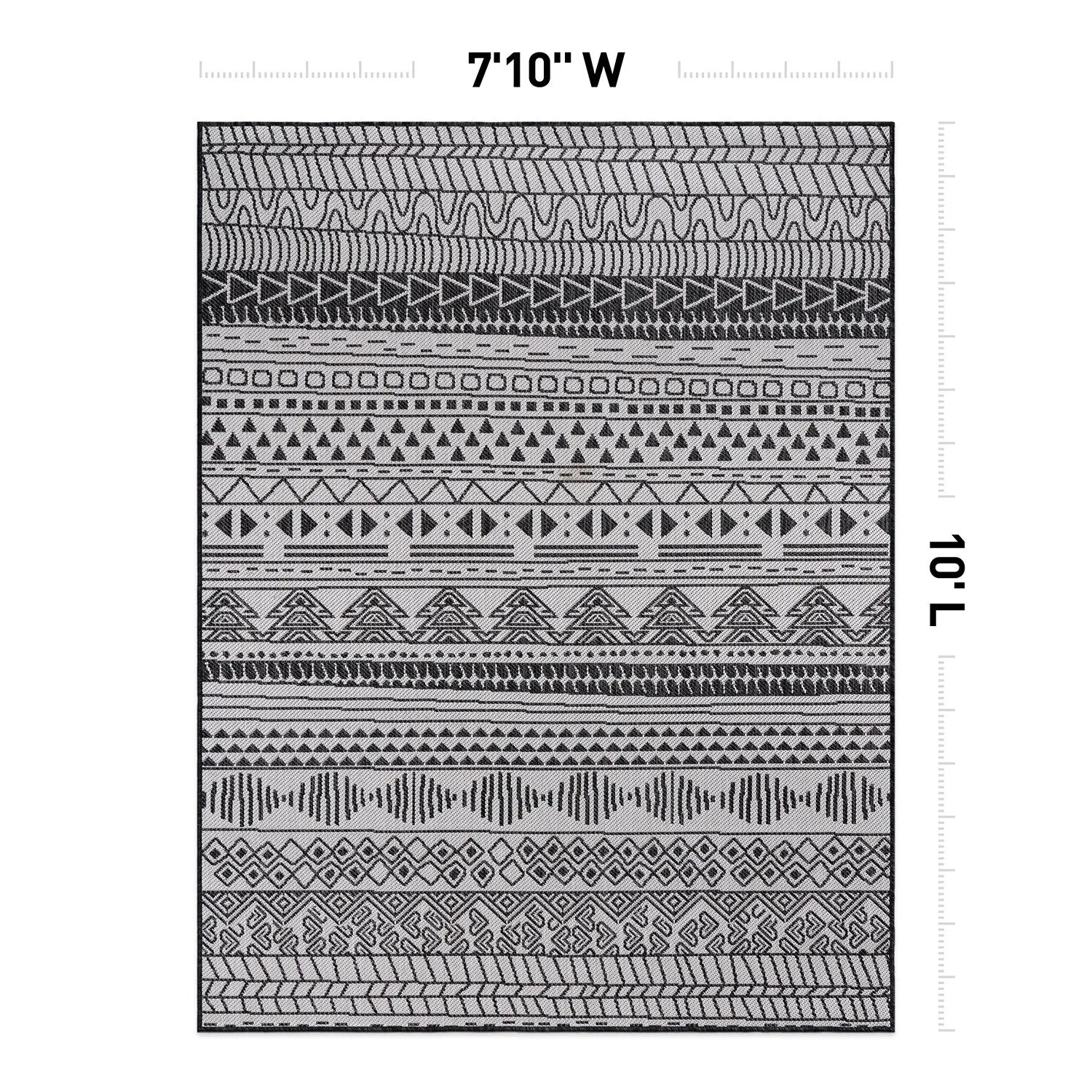 World Rug Gallery Contemporary Geometric Bohemian Textured Flat Weave Indoor/Outdoor Area Rug