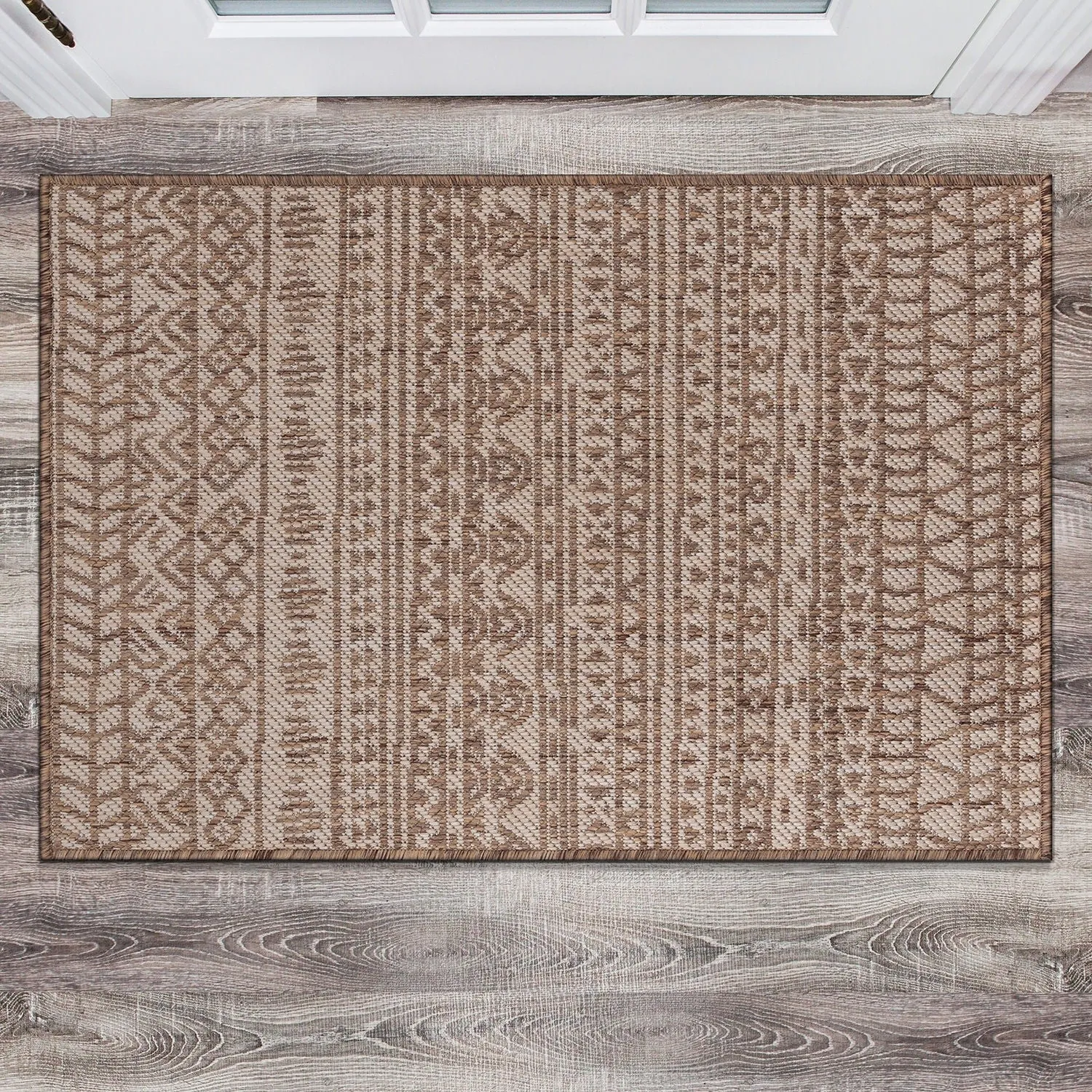 World Rug Gallery Contemporary Geometric Bohemian Textured Flat Weave Indoor/Outdoor Area Rug