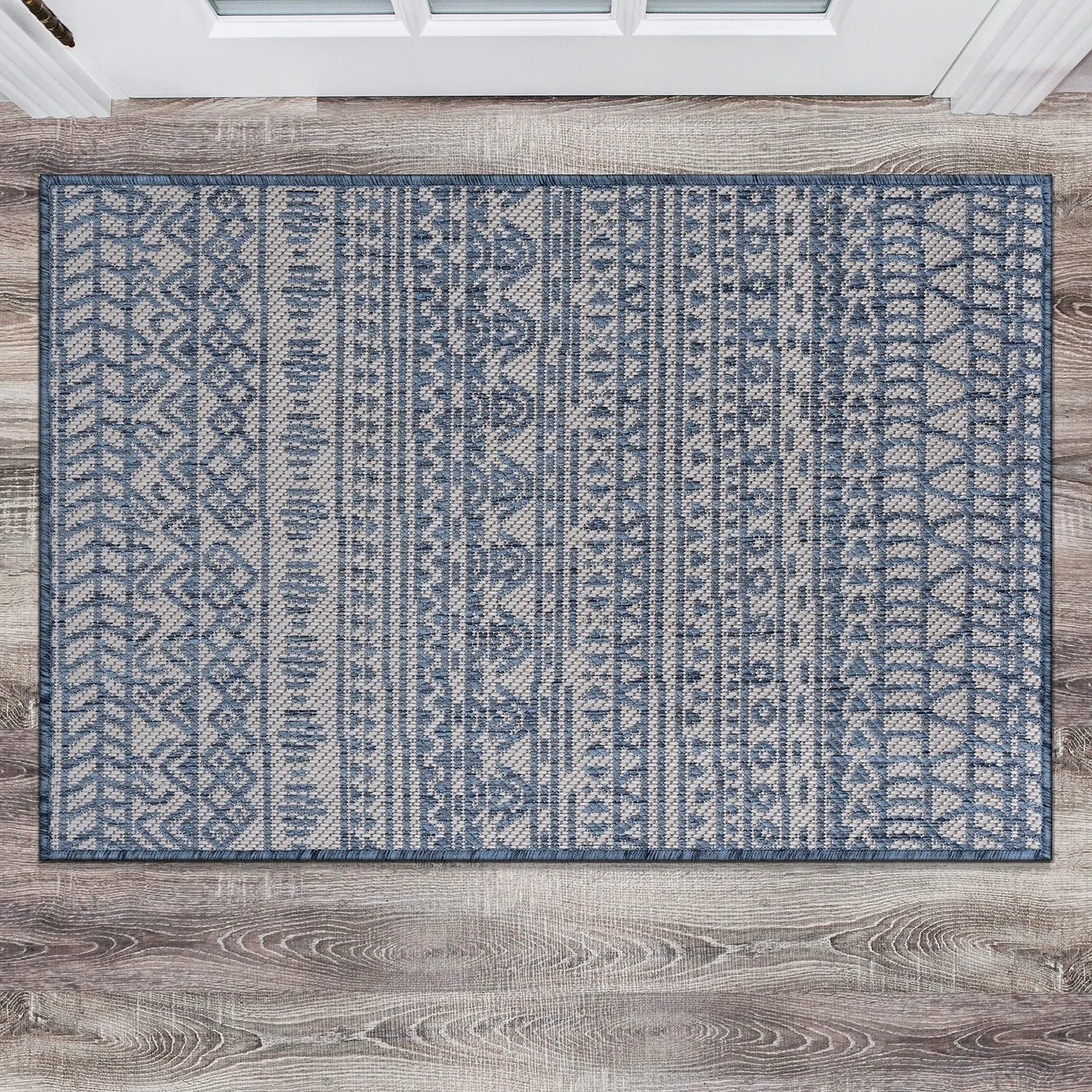 World Rug Gallery Contemporary Geometric Bohemian Textured Flat Weave Indoor/Outdoor Area Rug