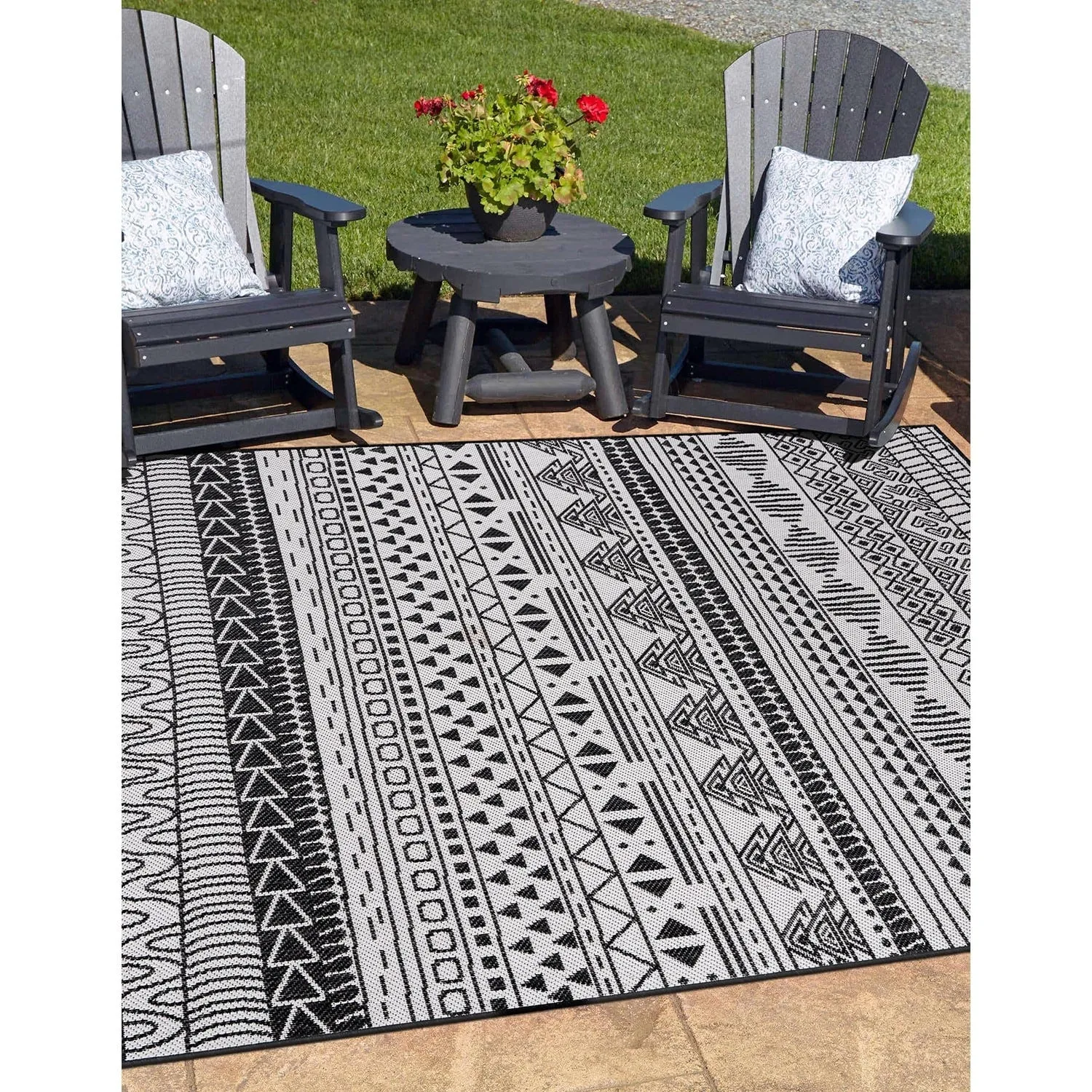 World Rug Gallery Contemporary Geometric Bohemian Textured Flat Weave Indoor/Outdoor Area Rug