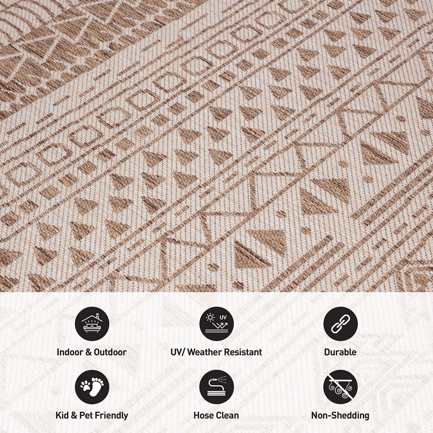 World Rug Gallery Contemporary Geometric Bohemian Textured Flat Weave Indoor/Outdoor Area Rug