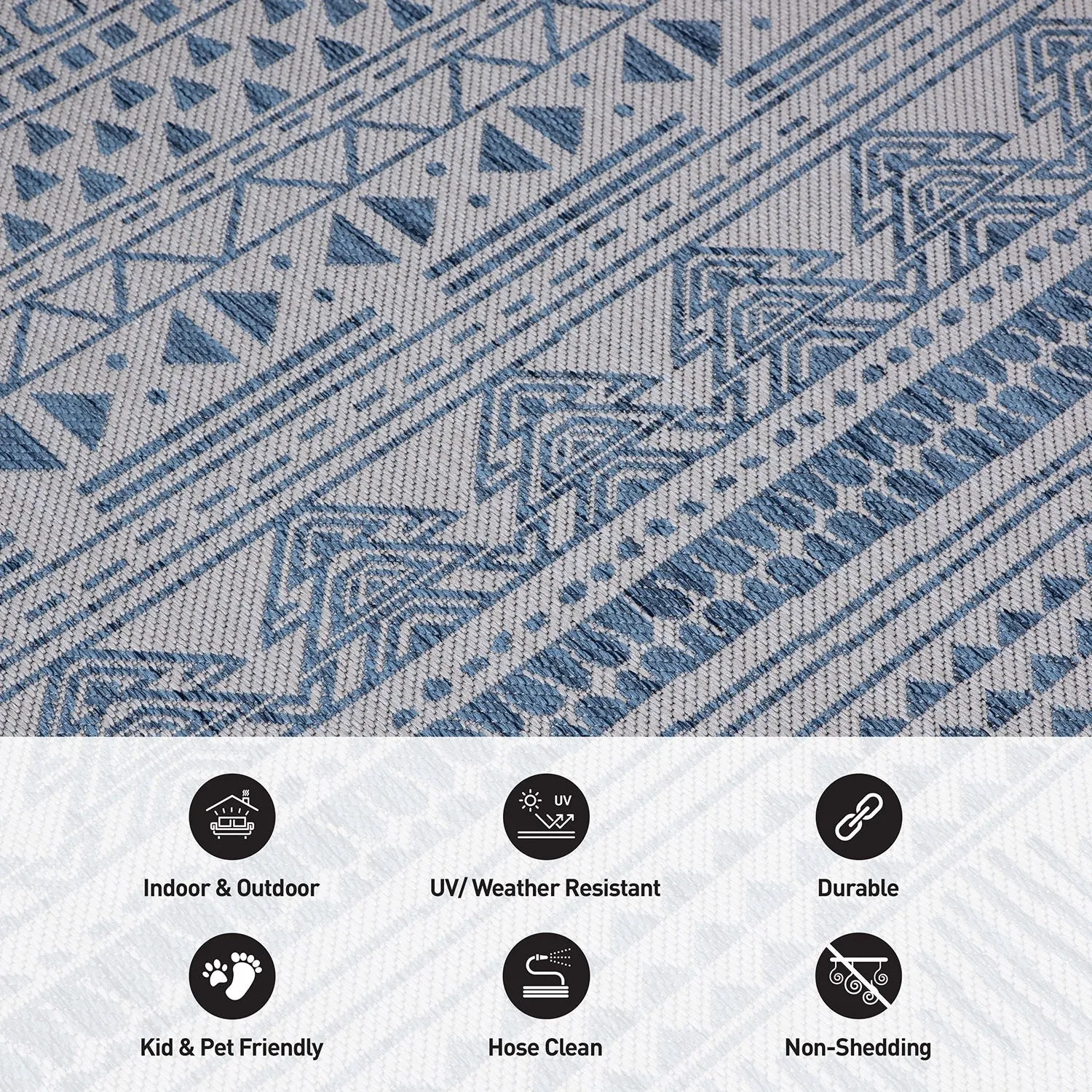 World Rug Gallery Contemporary Geometric Bohemian Textured Flat Weave Indoor/Outdoor Area Rug