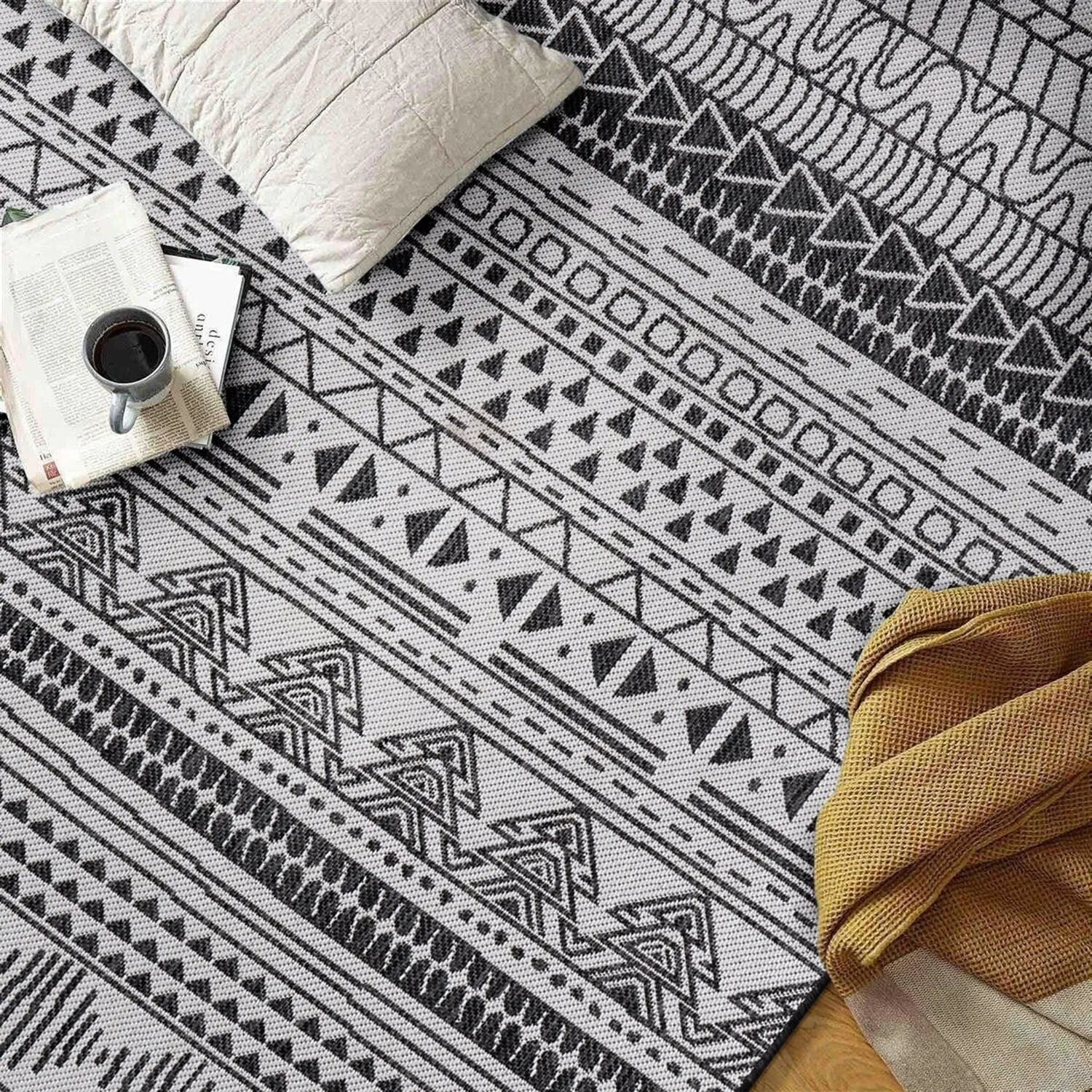 World Rug Gallery Contemporary Geometric Bohemian Textured Flat Weave Indoor/Outdoor Area Rug