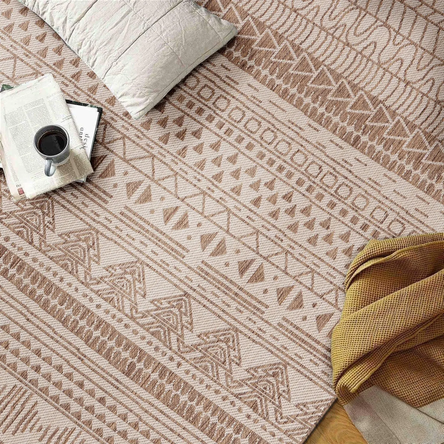 World Rug Gallery Contemporary Geometric Bohemian Textured Flat Weave Indoor/Outdoor Area Rug