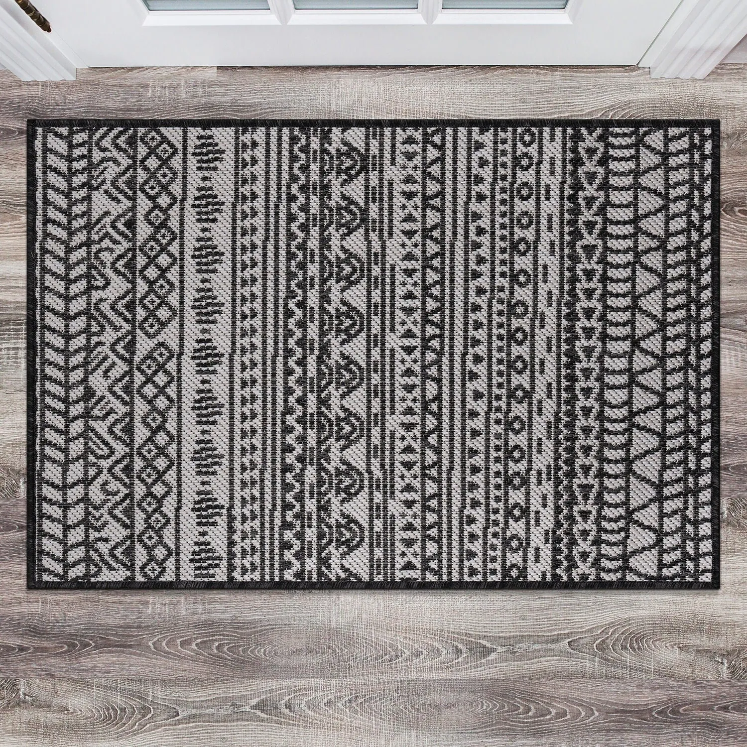 World Rug Gallery Contemporary Geometric Bohemian Textured Flat Weave Indoor/Outdoor Area Rug
