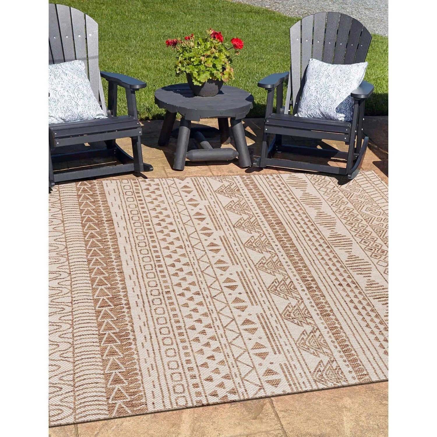 World Rug Gallery Contemporary Geometric Bohemian Textured Flat Weave Indoor/Outdoor Area Rug