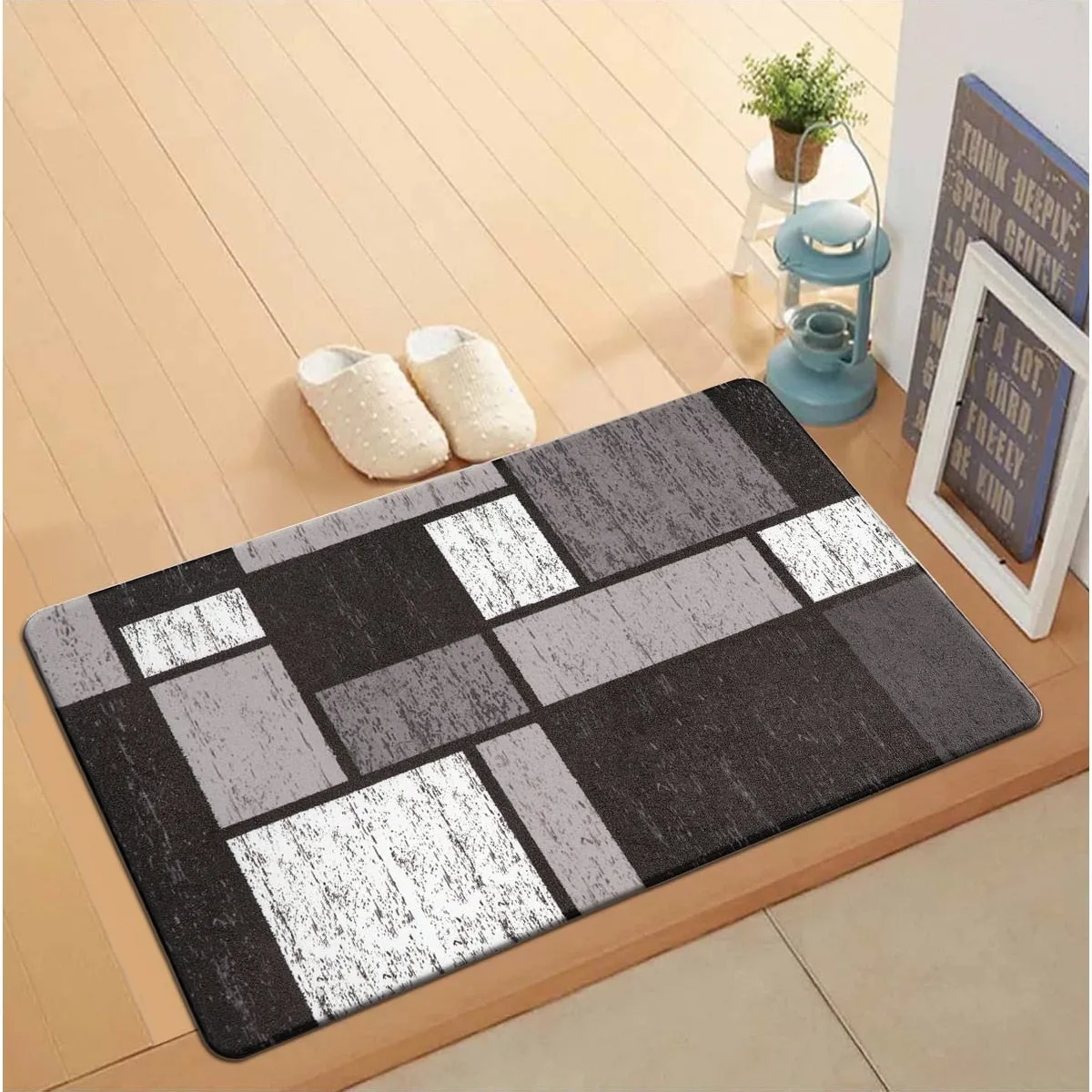 World Rug Gallery Contemporary Modern Boxes Anti Fatigue Standing Mat
