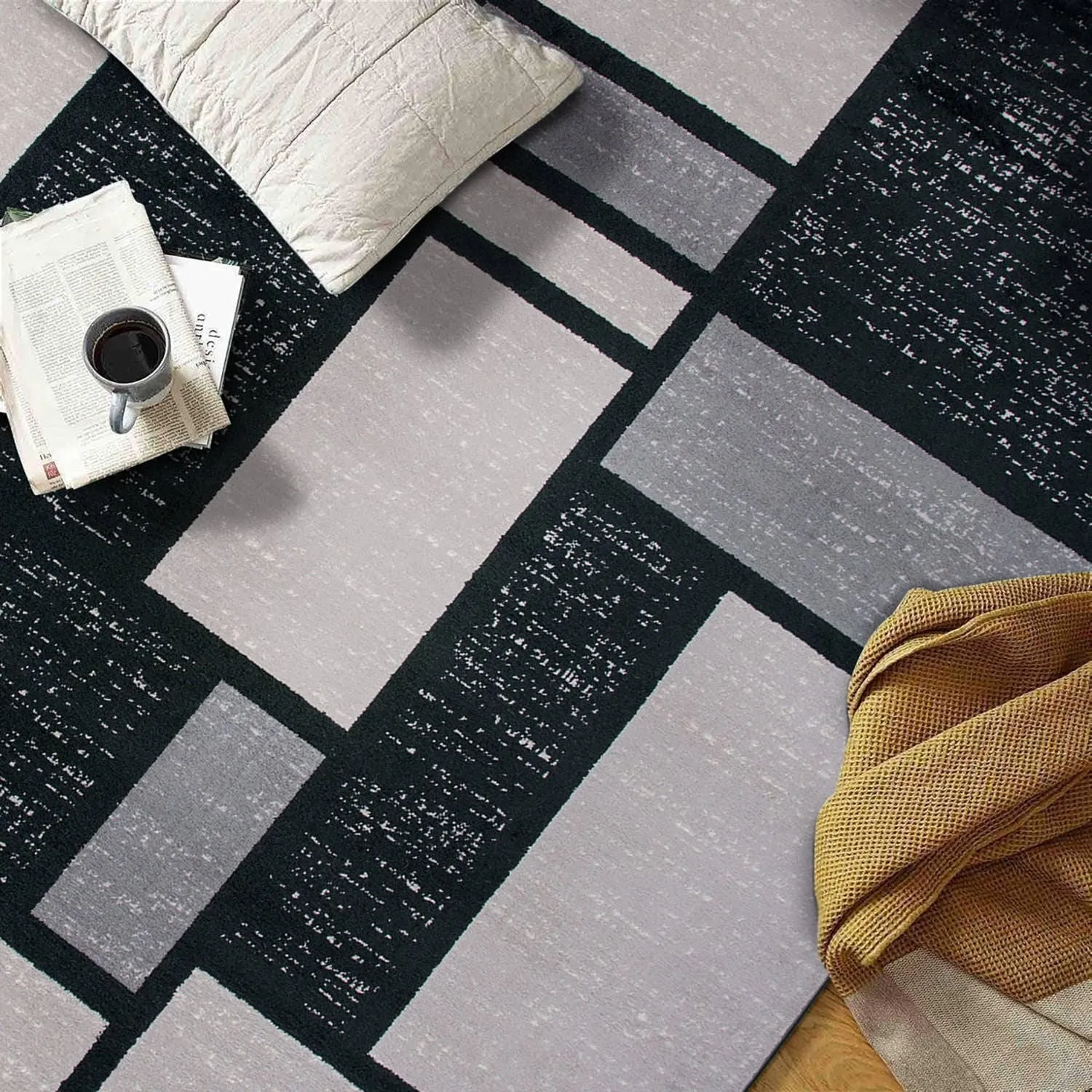 World Rug Gallery Contemporary Modern Boxes Design Area Rug
