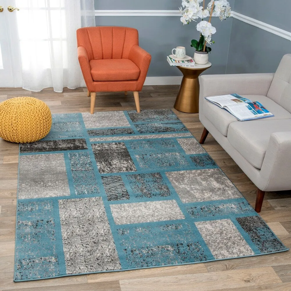 World Rug Gallery Contemporary Modern Boxes Design Area Rug