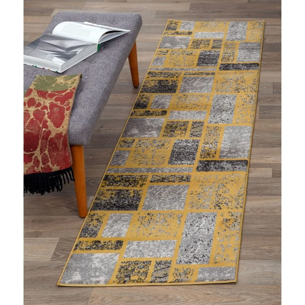World Rug Gallery Contemporary Modern Boxes Design Area Rug
