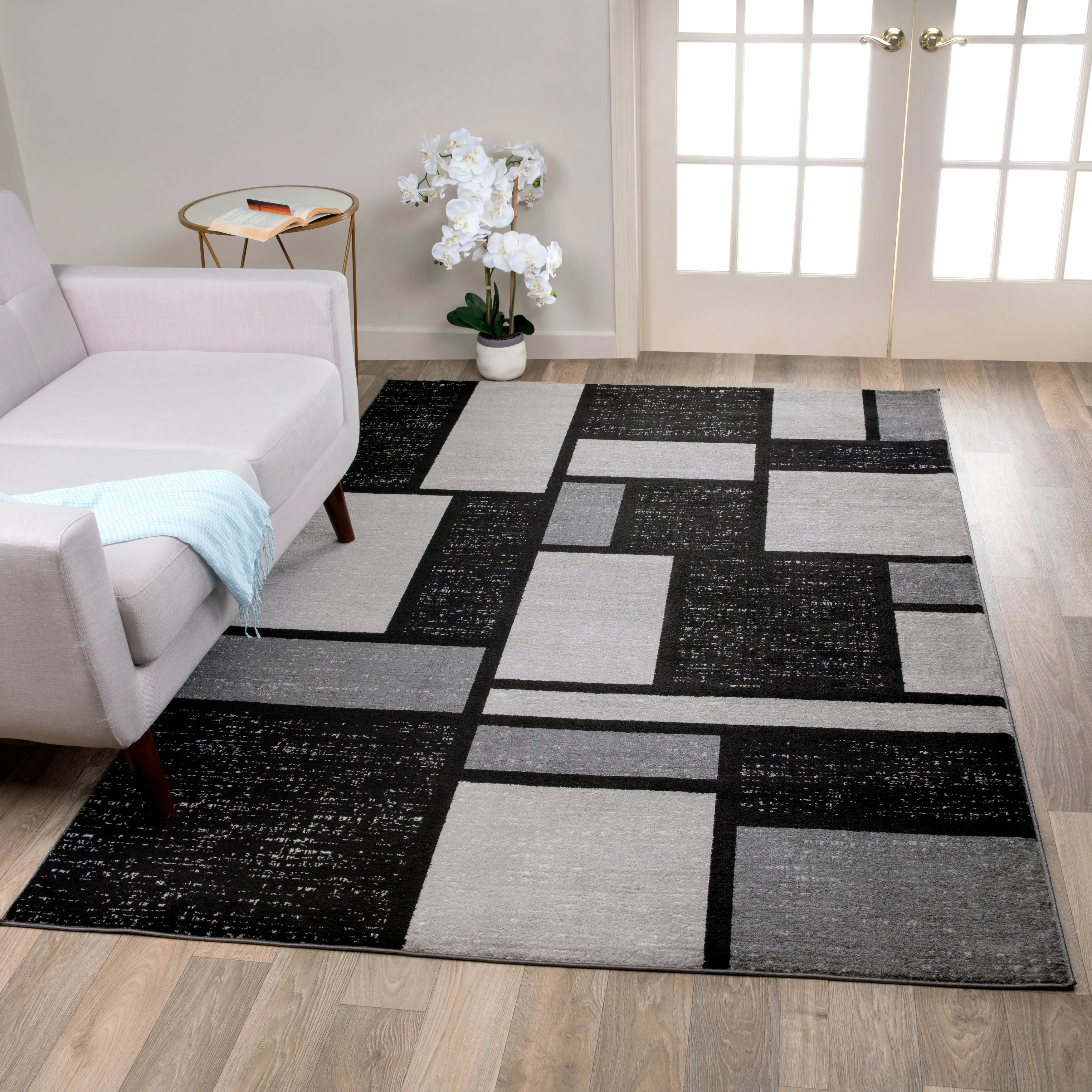 World Rug Gallery Contemporary Modern Boxes Design Area Rug
