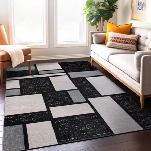World Rug Gallery Contemporary Modern Boxes Design Area Rug