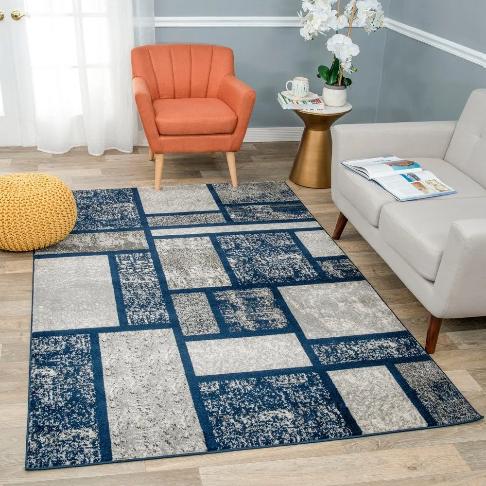World Rug Gallery Contemporary Modern Boxes Design Area Rug