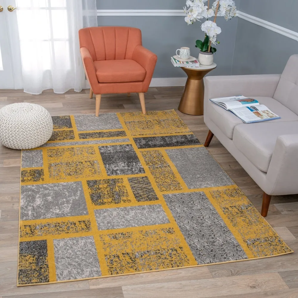 World Rug Gallery Contemporary Modern Boxes Design Area Rug