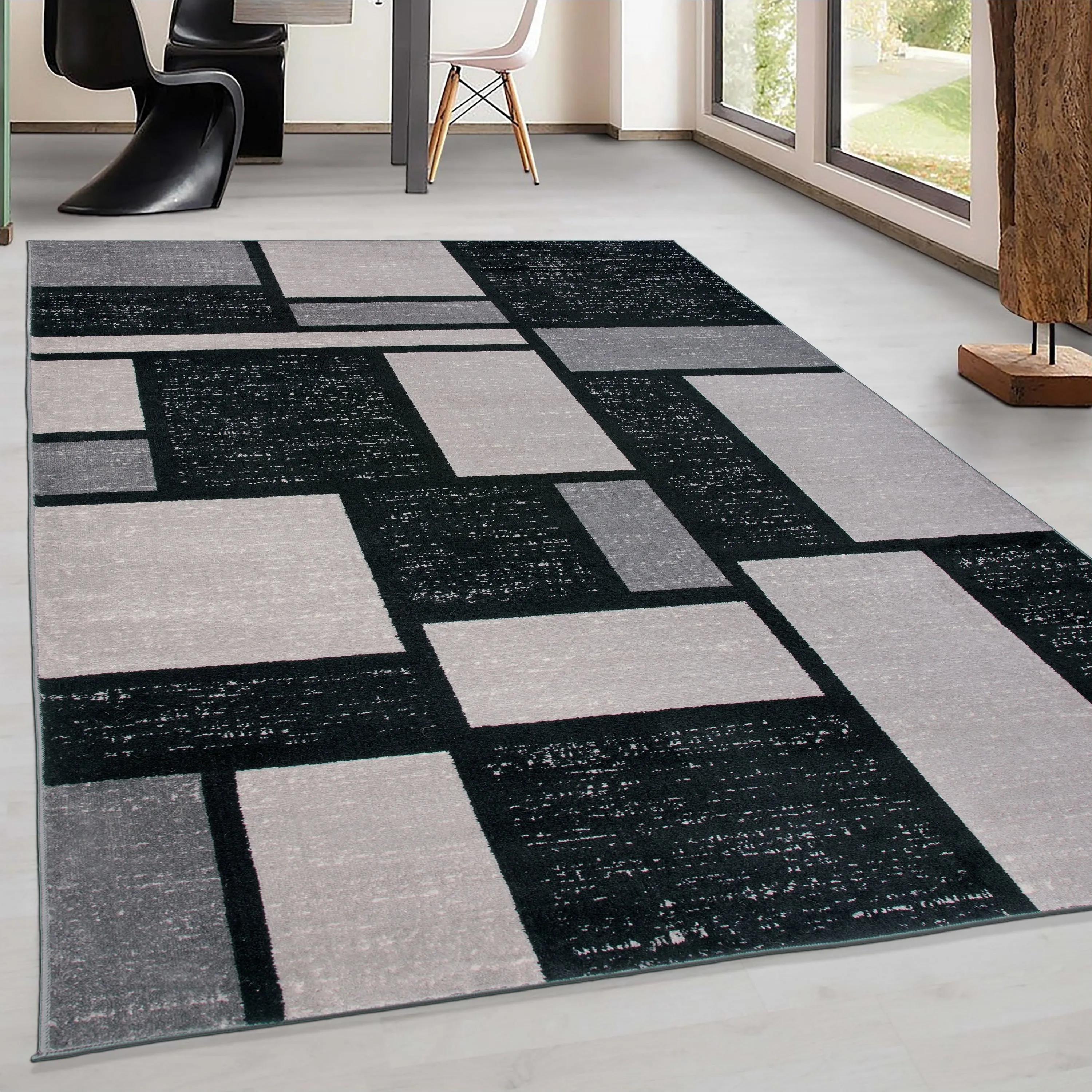 World Rug Gallery Contemporary Modern Boxes Design Area Rug