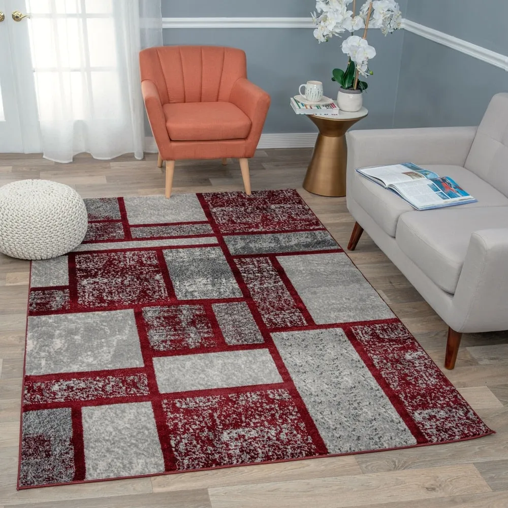 World Rug Gallery Contemporary Modern Boxes Design Area Rug