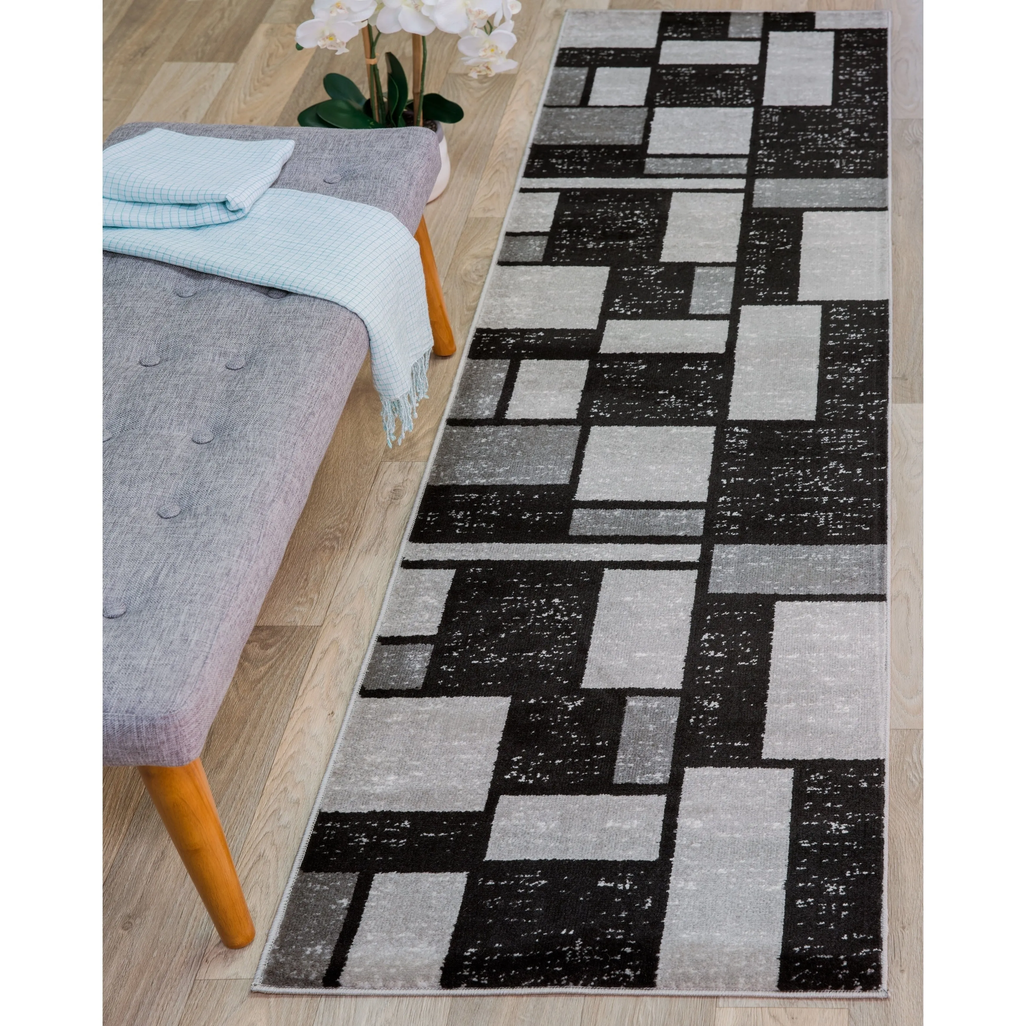 World Rug Gallery Contemporary Modern Boxes Design Area Rug