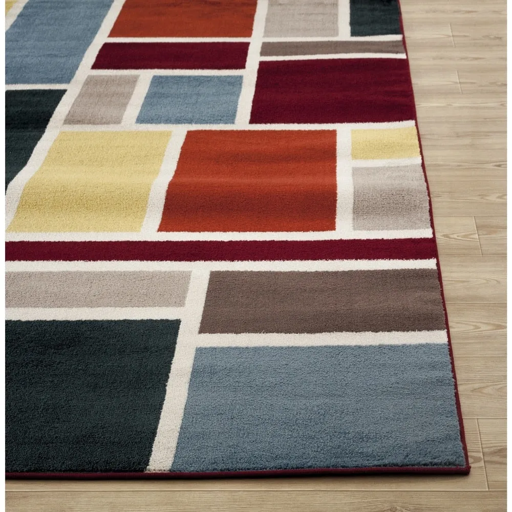 World Rug Gallery Contemporary Modern Boxes Design Area Rug