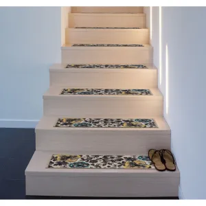 World Rug Gallery Contemporary Modern Floral Non-Slip Stair Treads