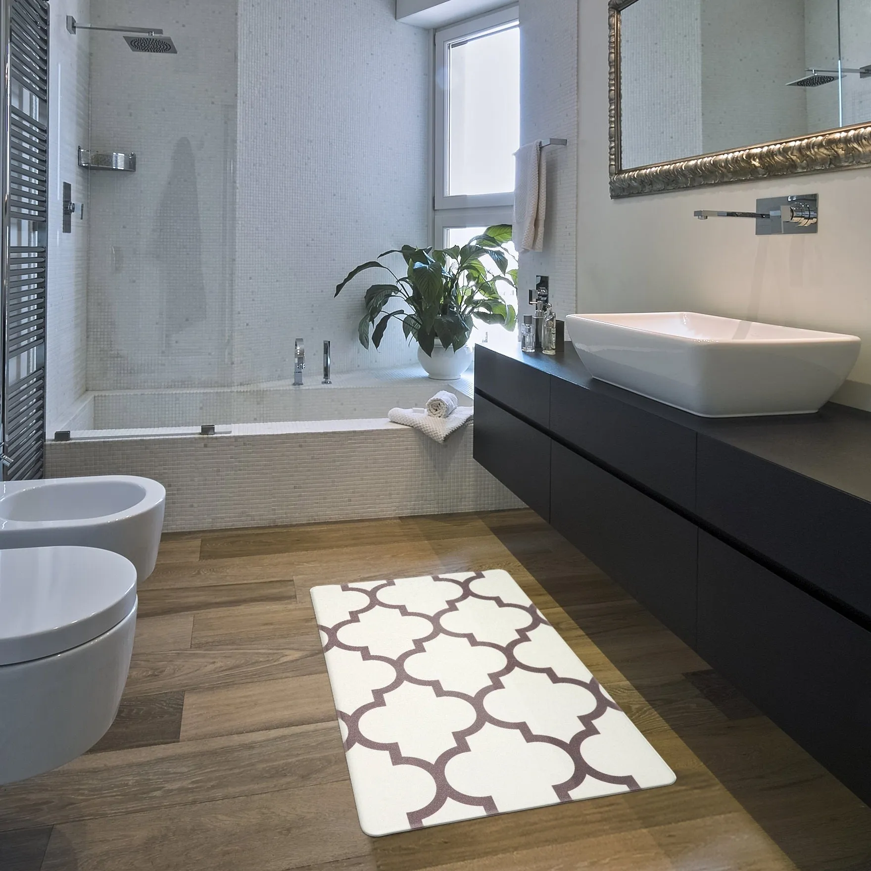 World Rug Gallery Contemporary Modern Moroccan Trellis Anti Fatigue Standing Mat