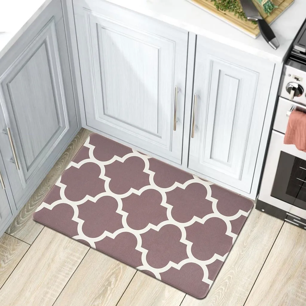 World Rug Gallery Contemporary Modern Moroccan Trellis Anti Fatigue Standing Mat