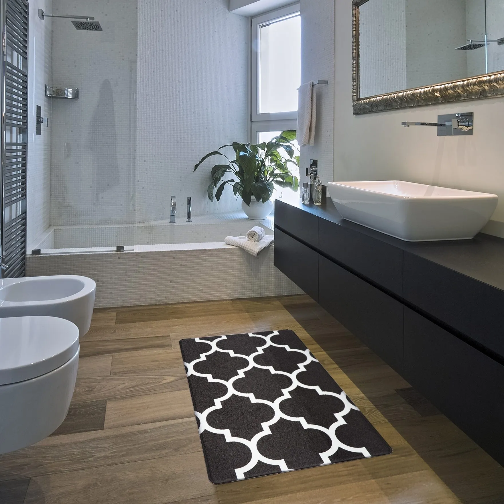 World Rug Gallery Contemporary Modern Moroccan Trellis Anti Fatigue Standing Mat