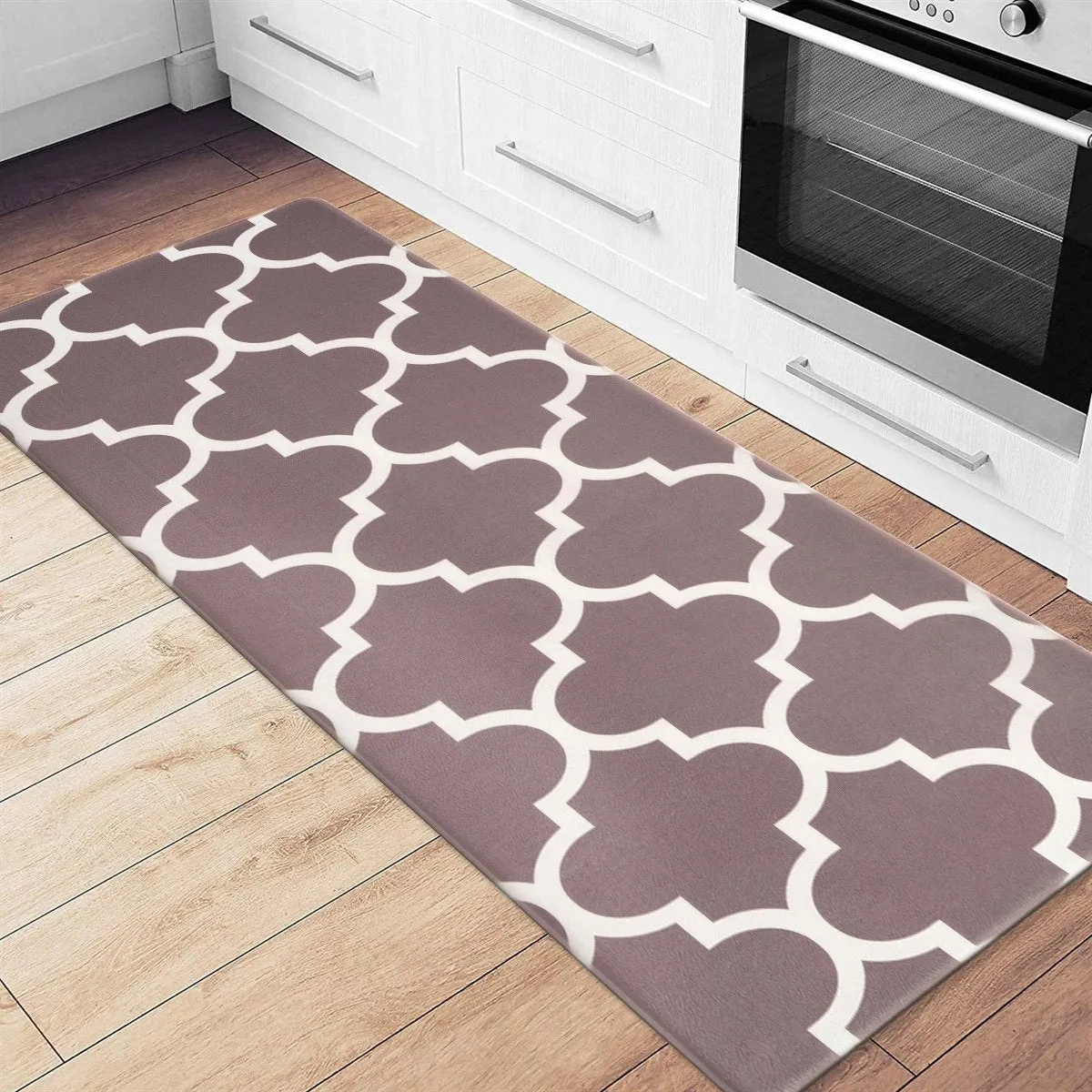 World Rug Gallery Contemporary Modern Moroccan Trellis Anti Fatigue Standing Mat