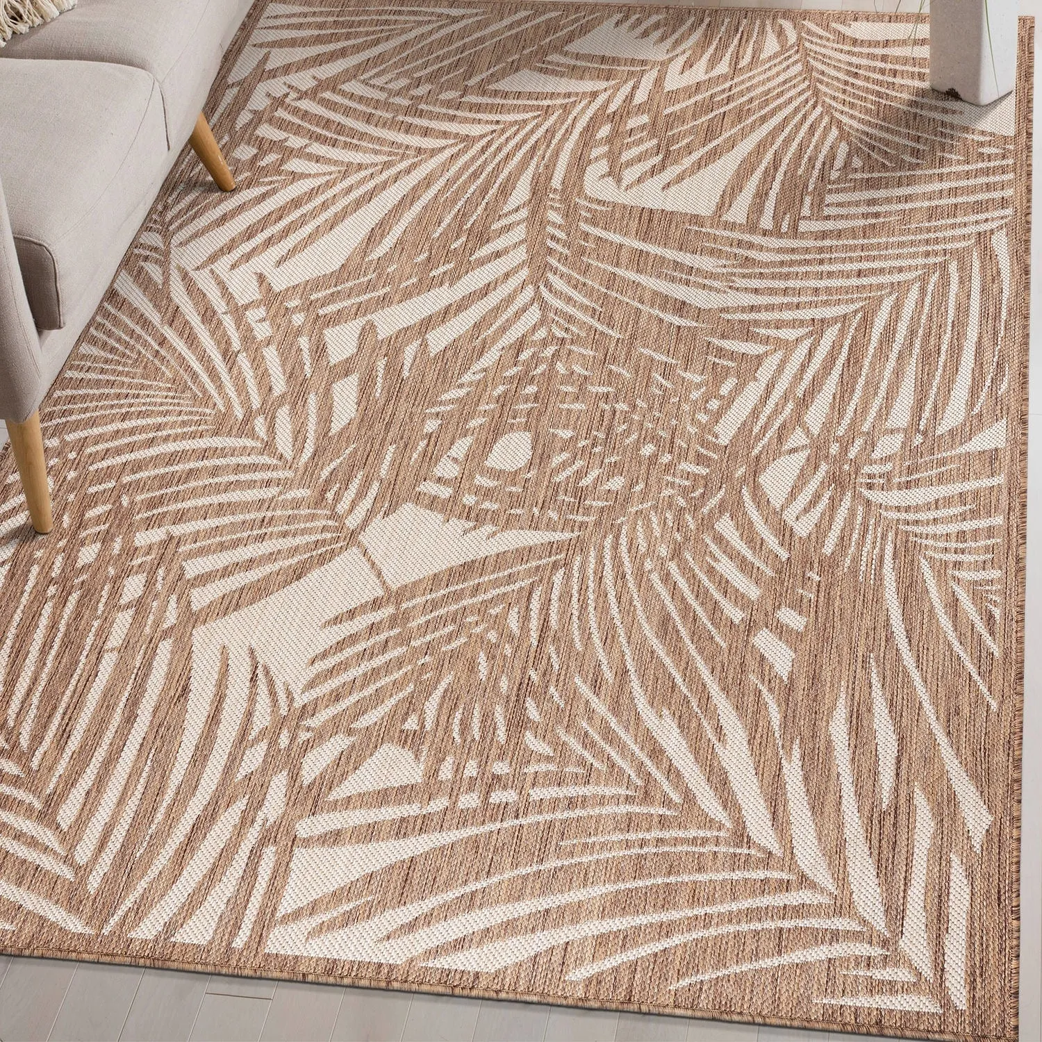 World Rug Gallery Contemporary Palm Leaf Textured Flat Weave Indoor/Outdoor Area Rug