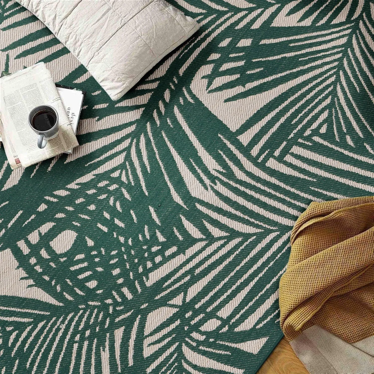 World Rug Gallery Contemporary Palm Leaf Textured Flat Weave Indoor/Outdoor Area Rug