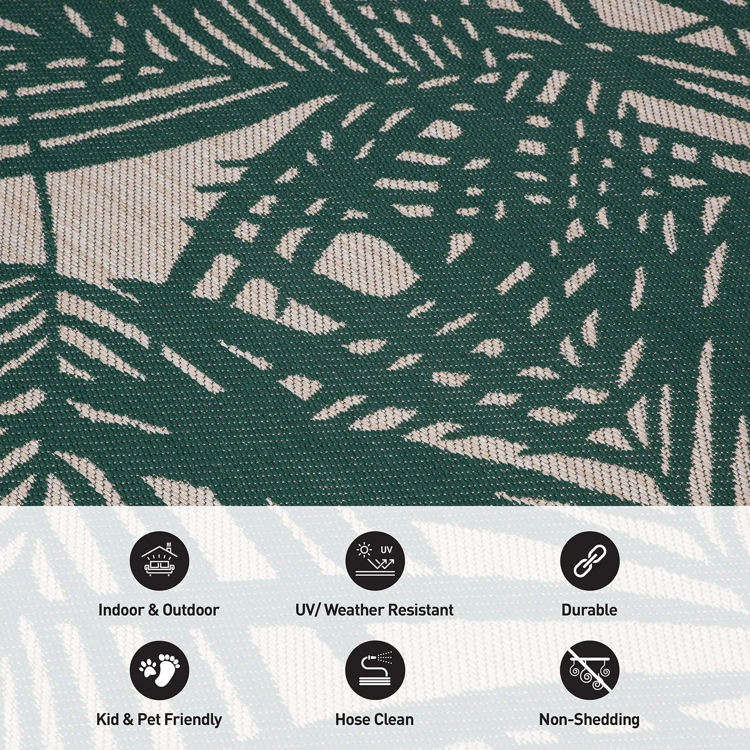 World Rug Gallery Contemporary Palm Leaf Textured Flat Weave Indoor/Outdoor Area Rug
