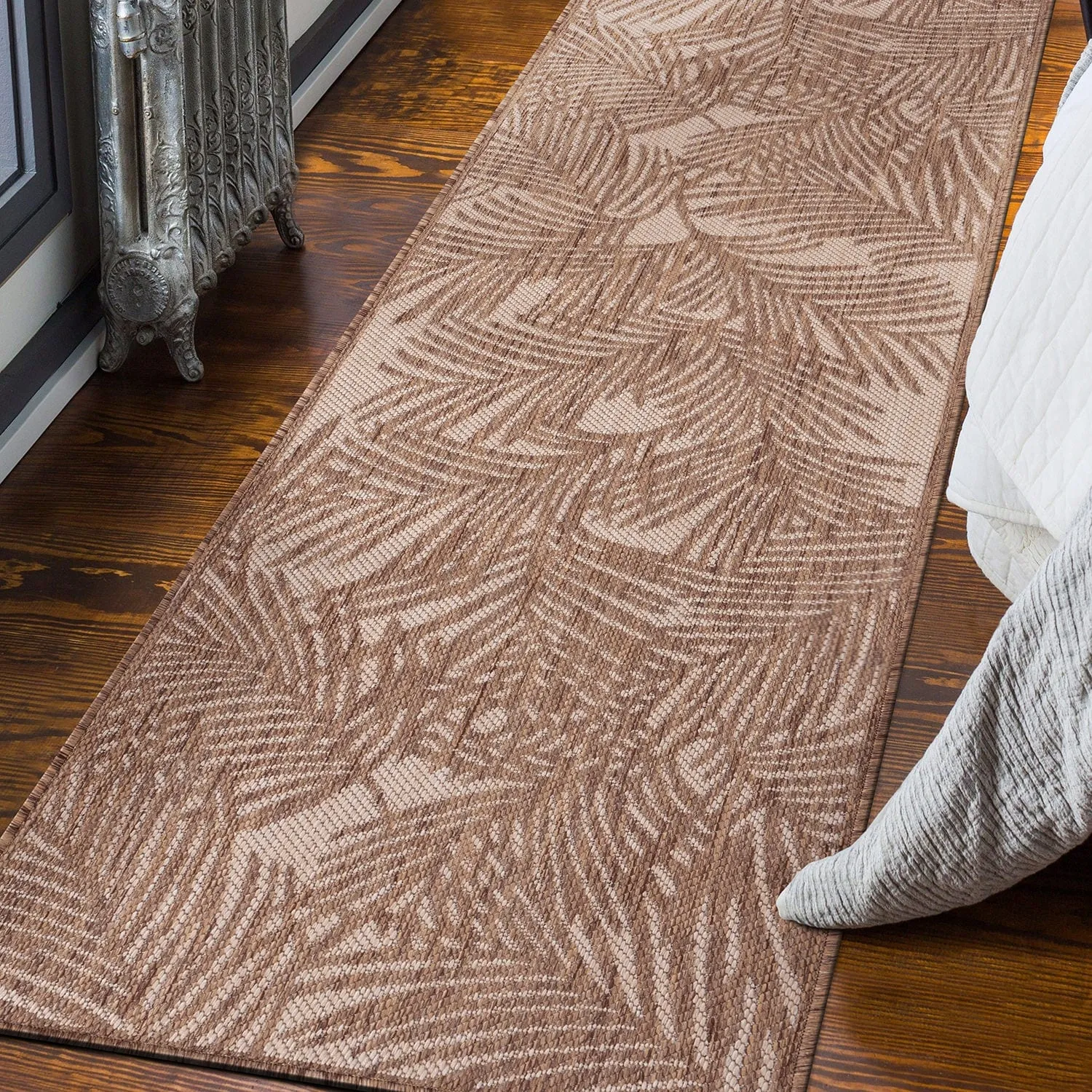 World Rug Gallery Contemporary Palm Leaf Textured Flat Weave Indoor/Outdoor Area Rug