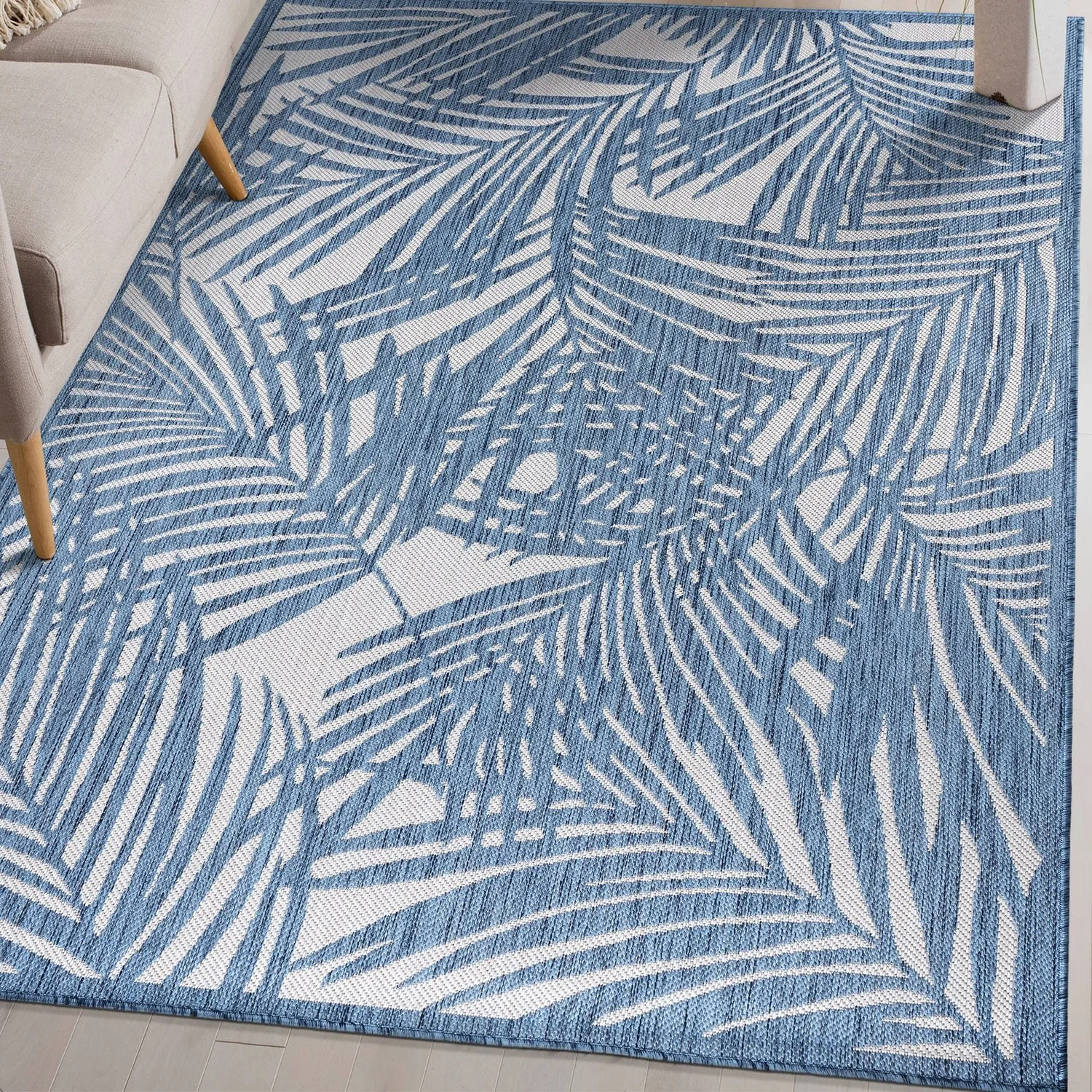 World Rug Gallery Contemporary Palm Leaf Textured Flat Weave Indoor/Outdoor Area Rug