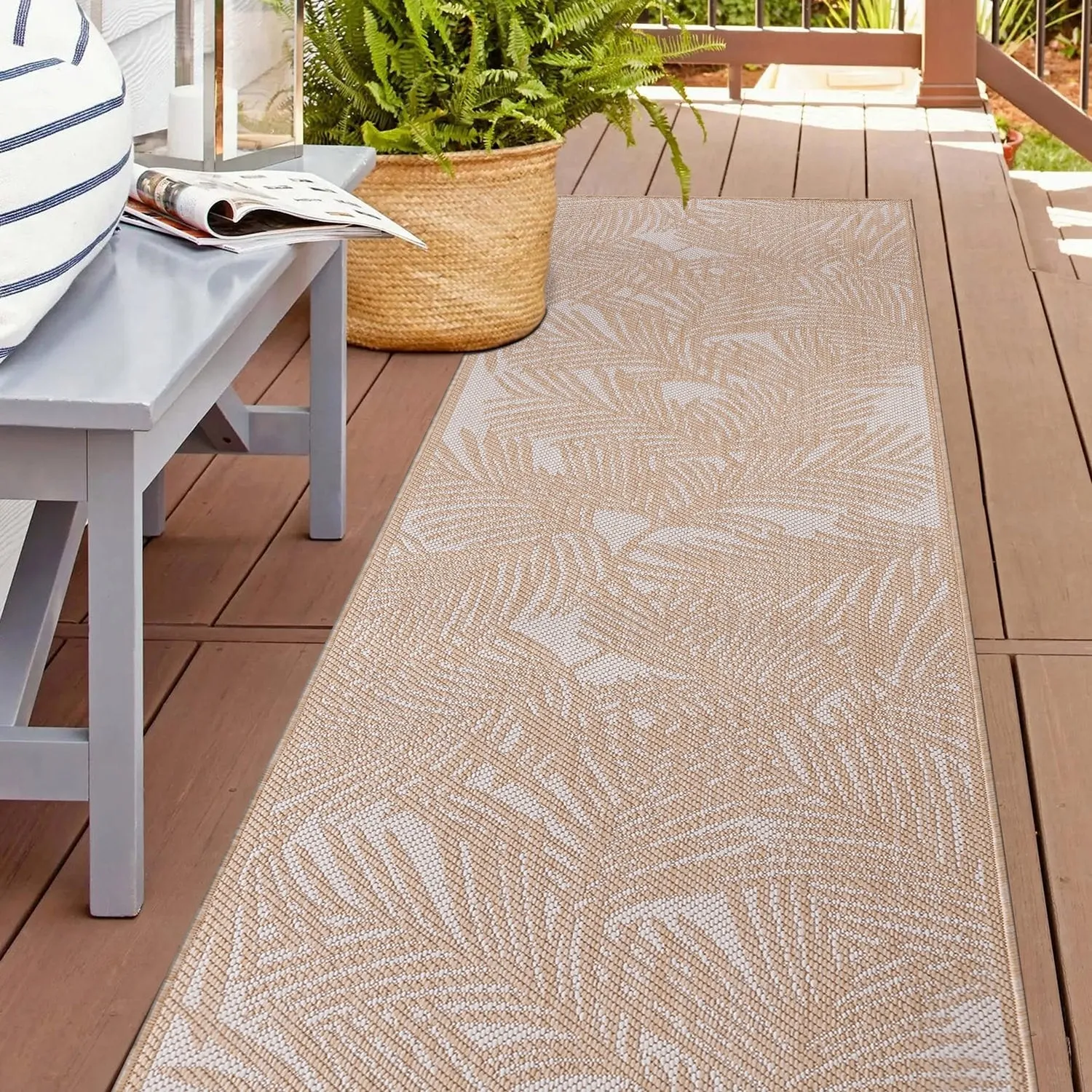 World Rug Gallery Contemporary Palm Leaf Textured Flat Weave Indoor/Outdoor Area Rug