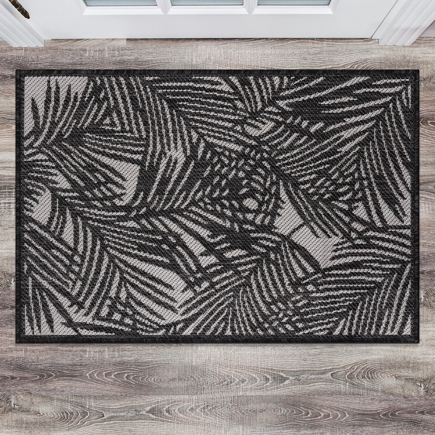 World Rug Gallery Contemporary Palm Leaf Textured Flat Weave Indoor/Outdoor Area Rug