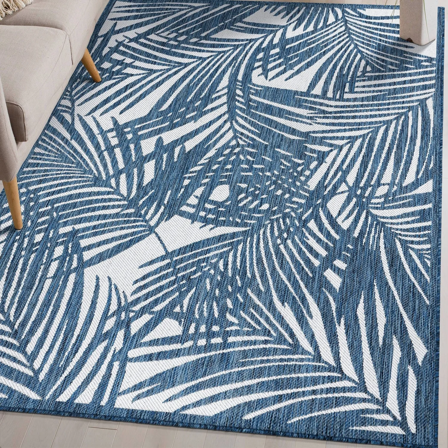 World Rug Gallery Contemporary Palm Leaf Textured Flat Weave Indoor/Outdoor Area Rug