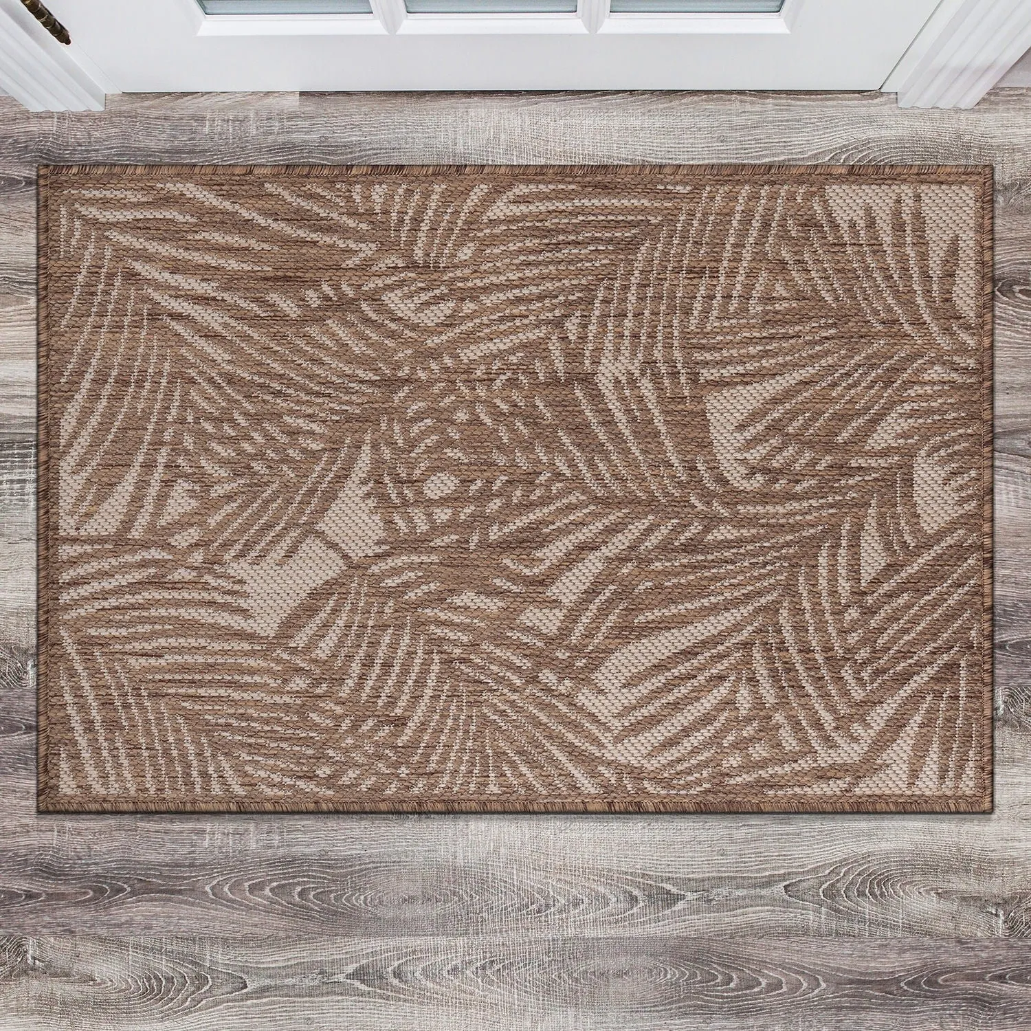 World Rug Gallery Contemporary Palm Leaf Textured Flat Weave Indoor/Outdoor Area Rug
