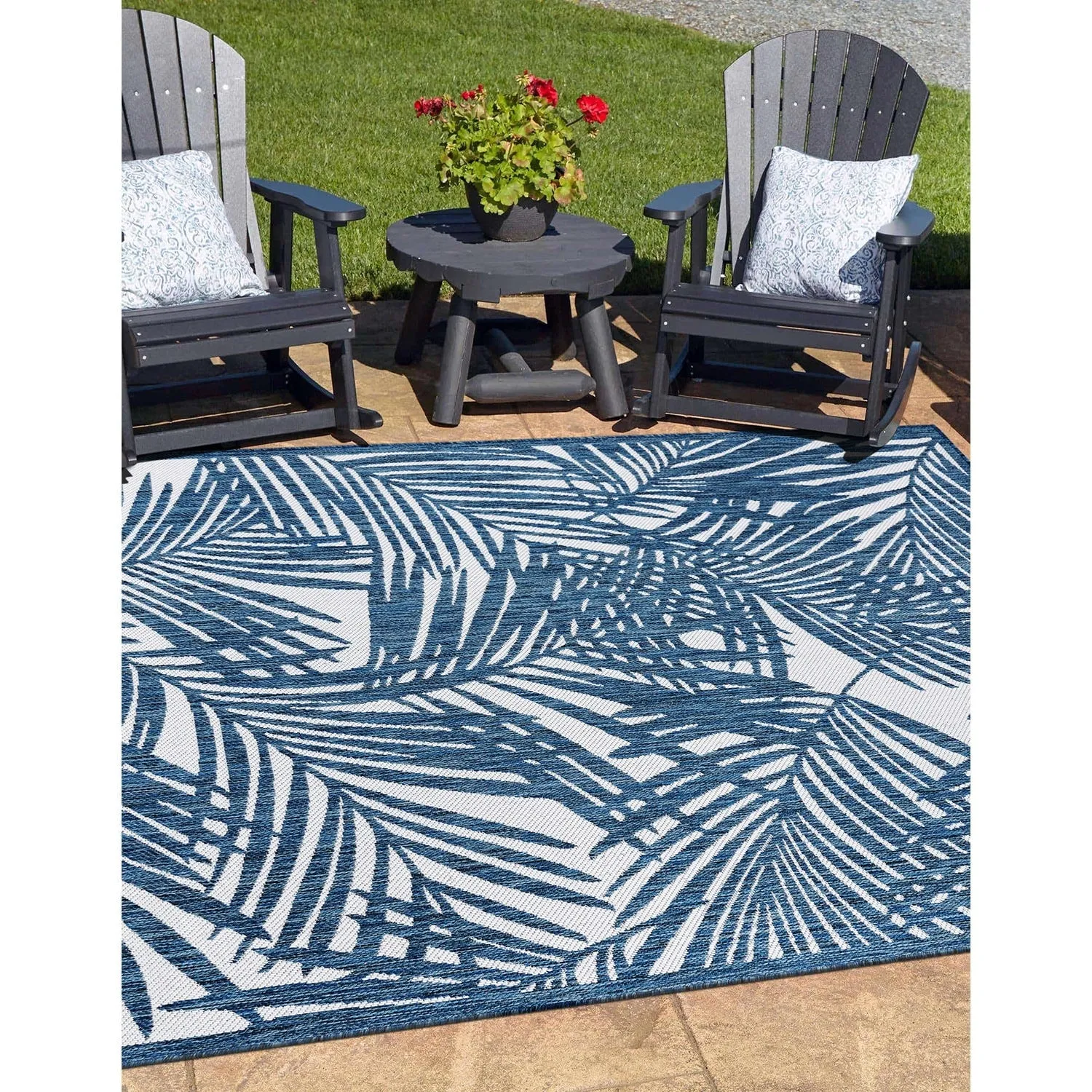 World Rug Gallery Contemporary Palm Leaf Textured Flat Weave Indoor/Outdoor Area Rug