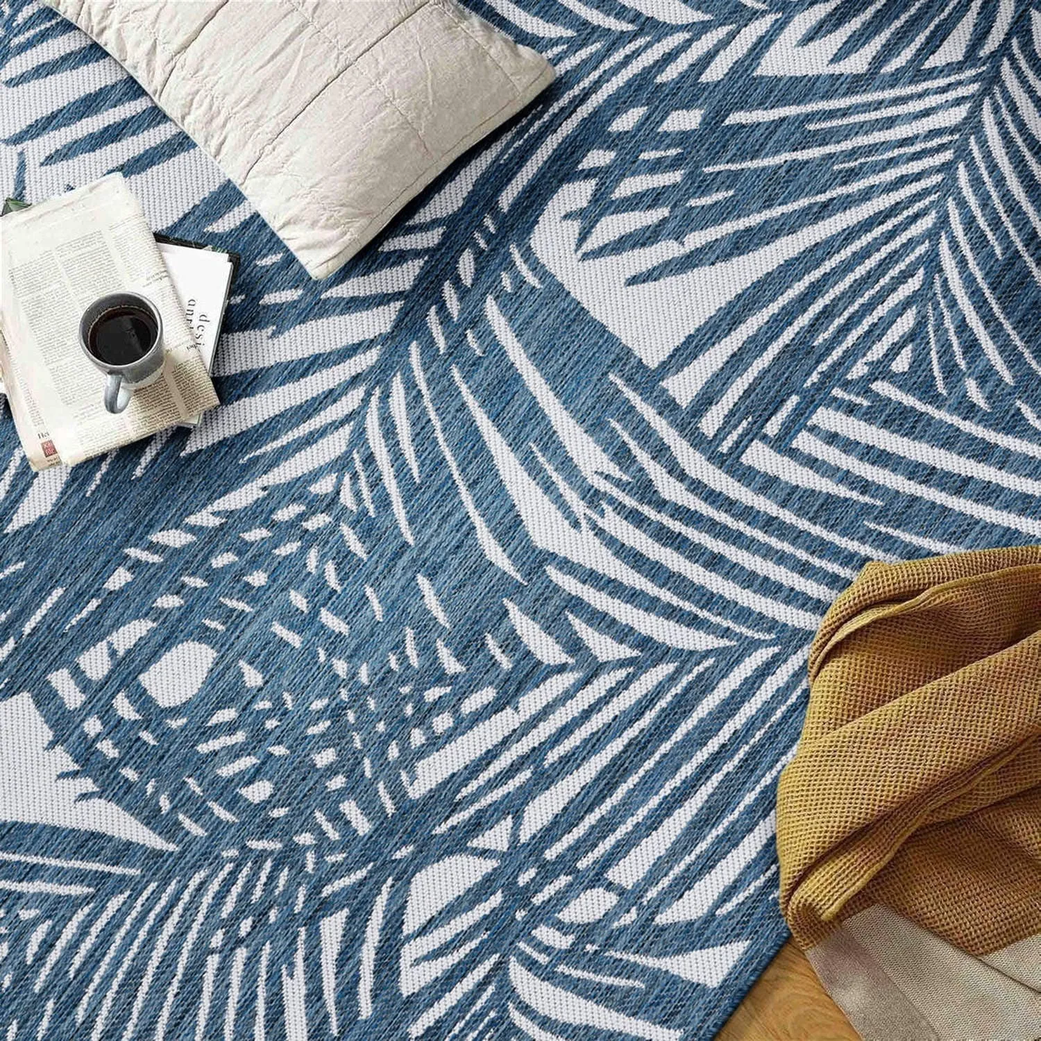 World Rug Gallery Contemporary Palm Leaf Textured Flat Weave Indoor/Outdoor Area Rug