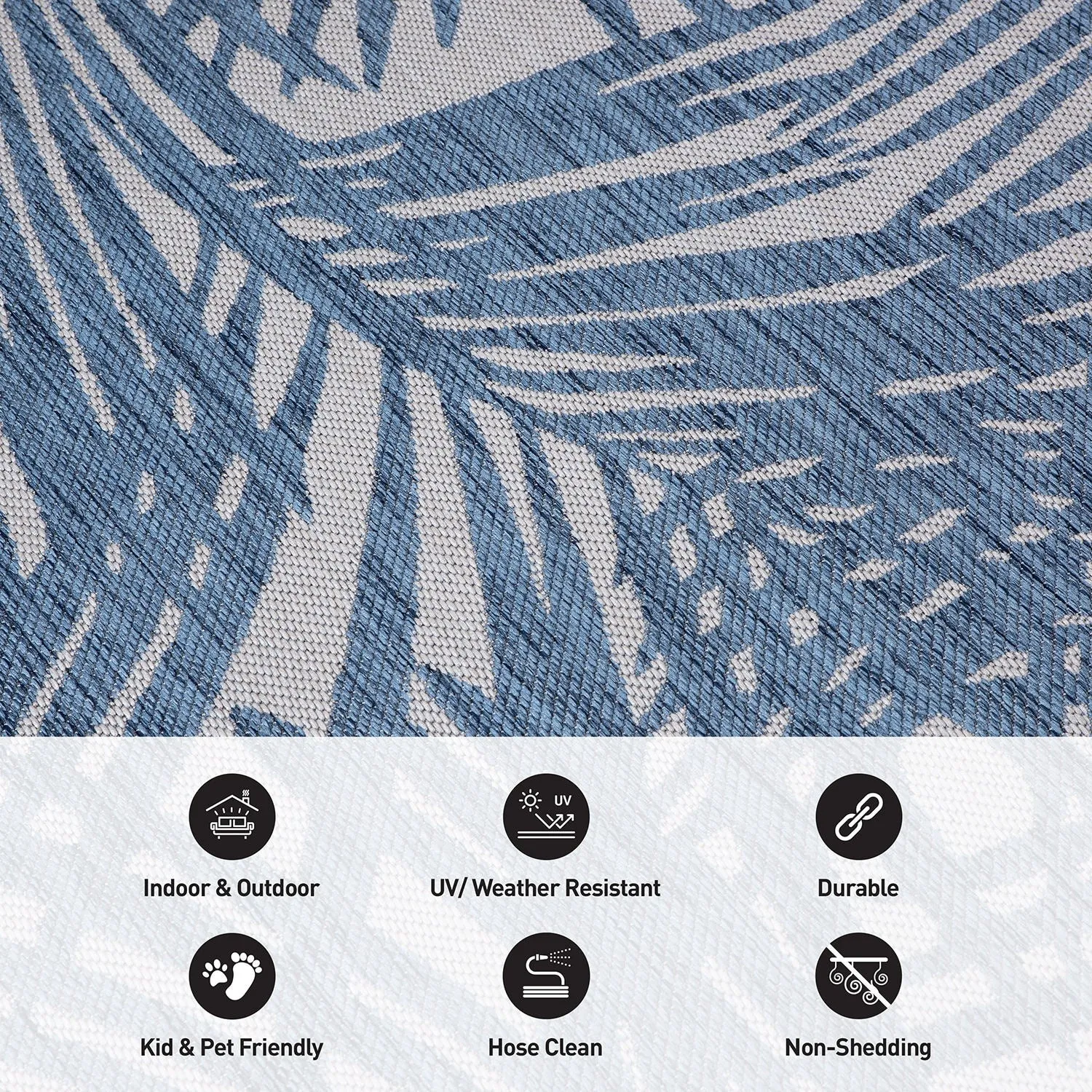 World Rug Gallery Contemporary Palm Leaf Textured Flat Weave Indoor/Outdoor Area Rug