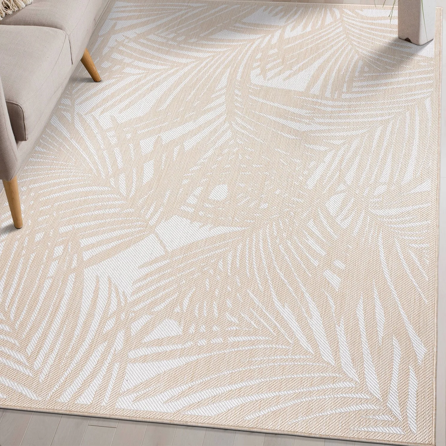 World Rug Gallery Contemporary Palm Leaf Textured Flat Weave Indoor/Outdoor Area Rug