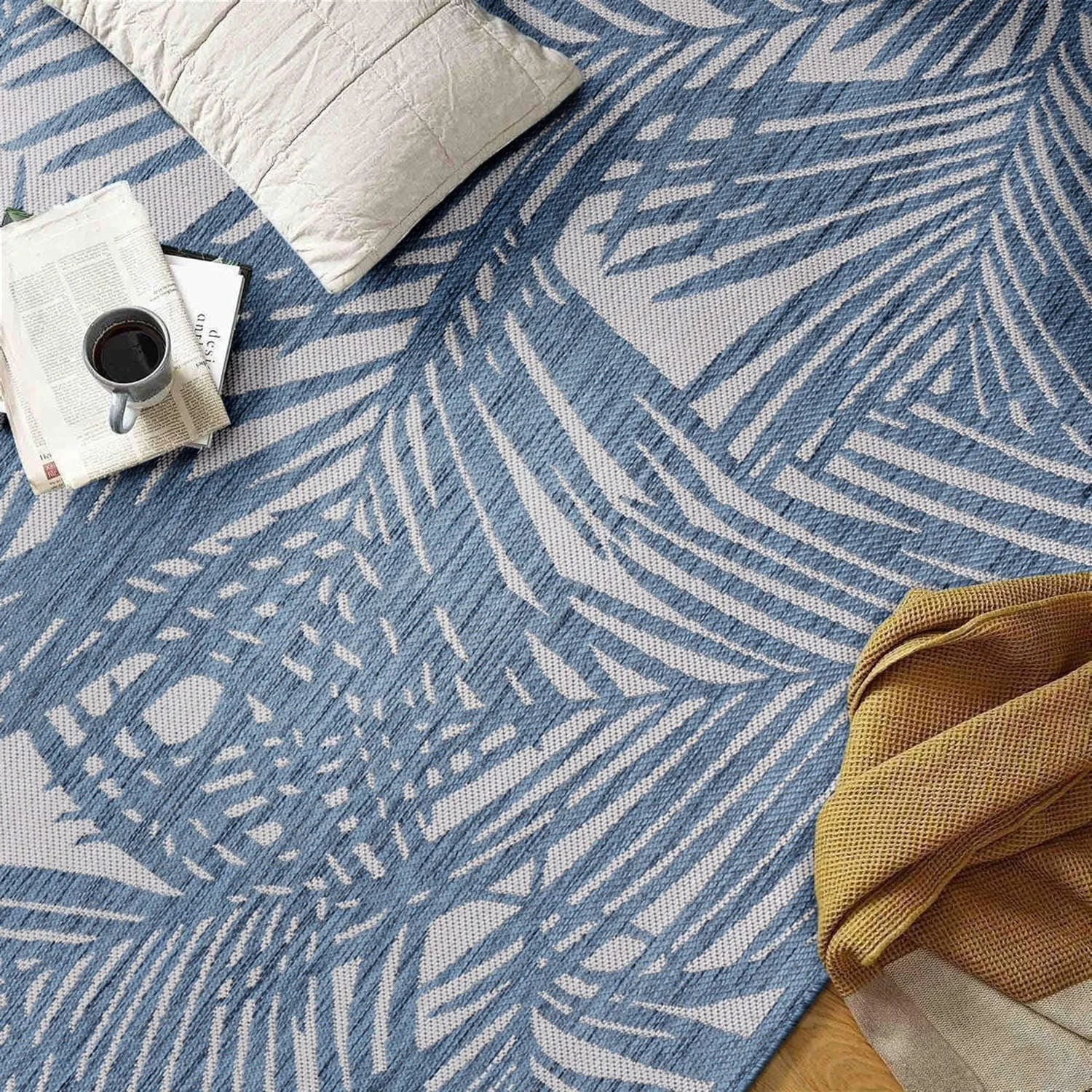 World Rug Gallery Contemporary Palm Leaf Textured Flat Weave Indoor/Outdoor Area Rug