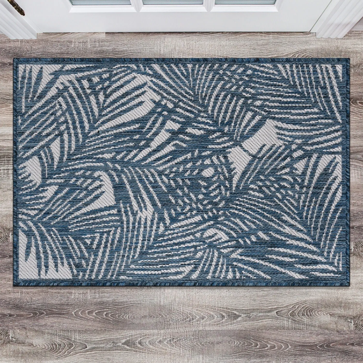 World Rug Gallery Contemporary Palm Leaf Textured Flat Weave Indoor/Outdoor Area Rug