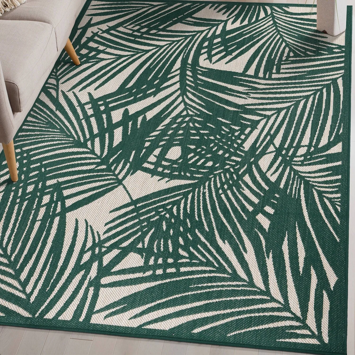 World Rug Gallery Contemporary Palm Leaf Textured Flat Weave Indoor/Outdoor Area Rug